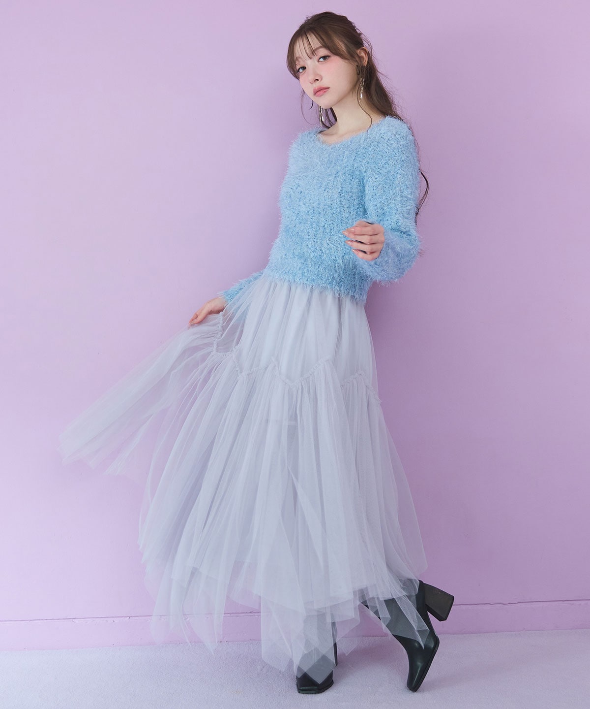 ブークレラメシャギーニットプルオーバー