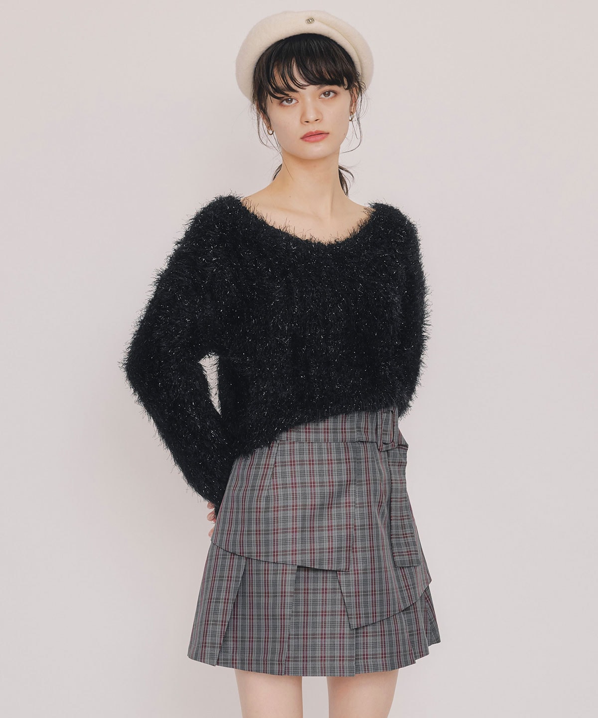 ブークレラメシャギーニットプルオーバー