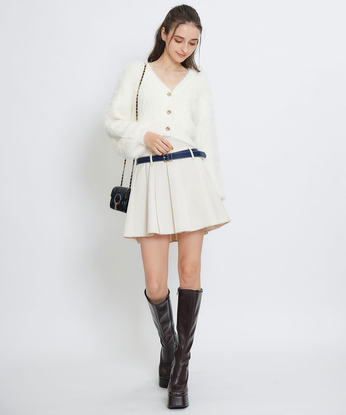 コンパクトシャギーニットカーディガン