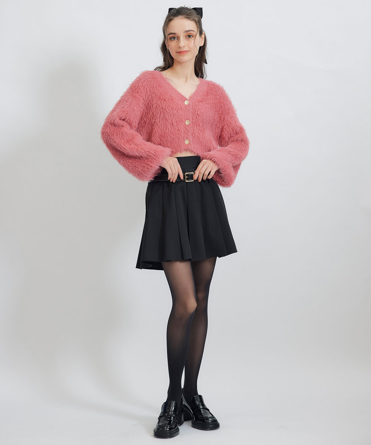 コンパクトシャギーニットカーディガン