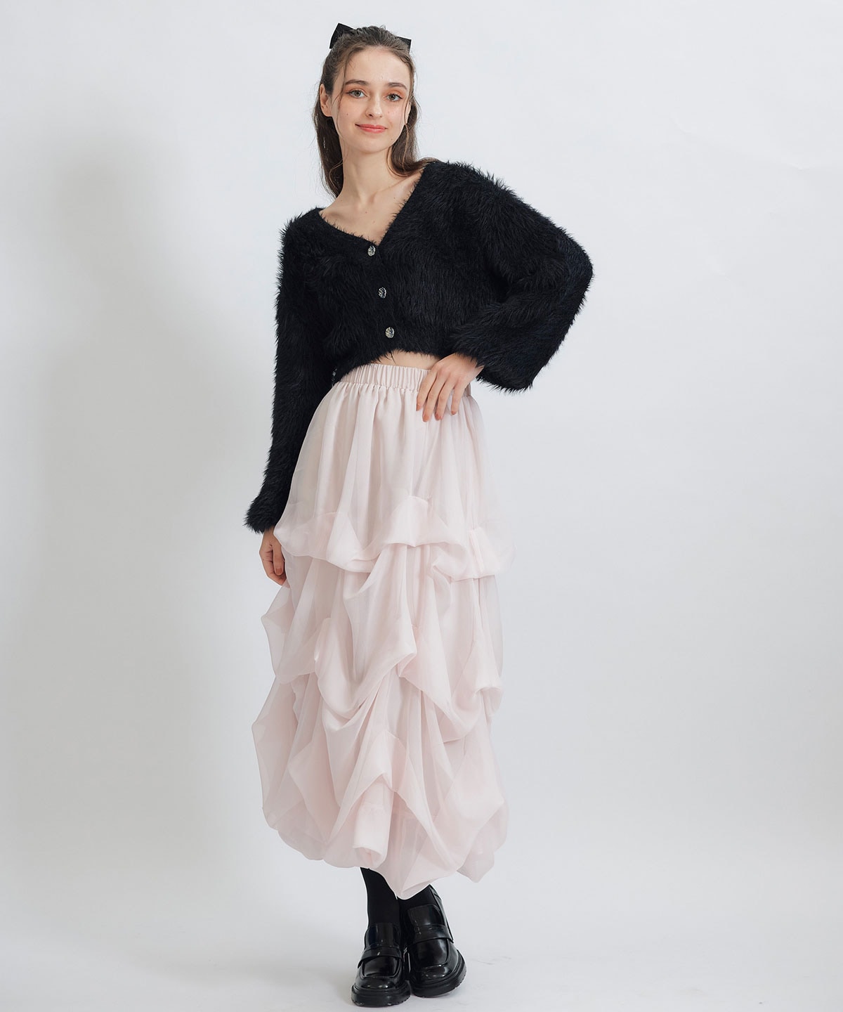 コンパクトシャギーニットカーディガン