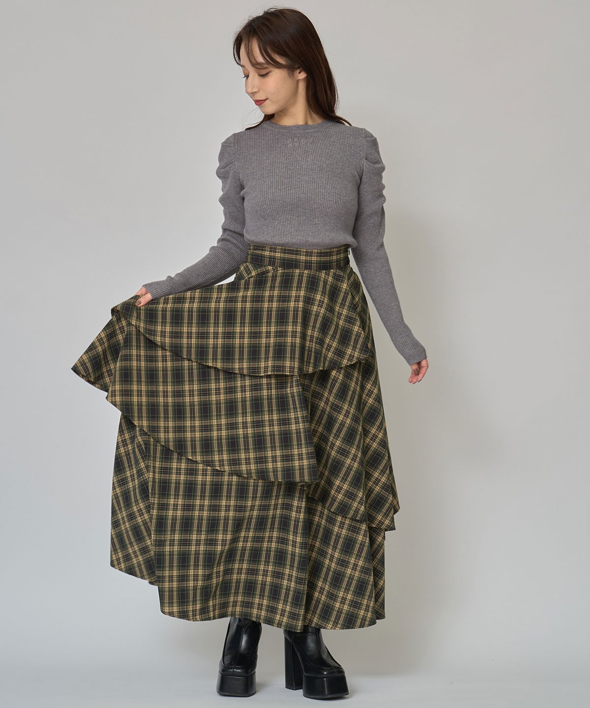 パワショルロゴリブニットトップス