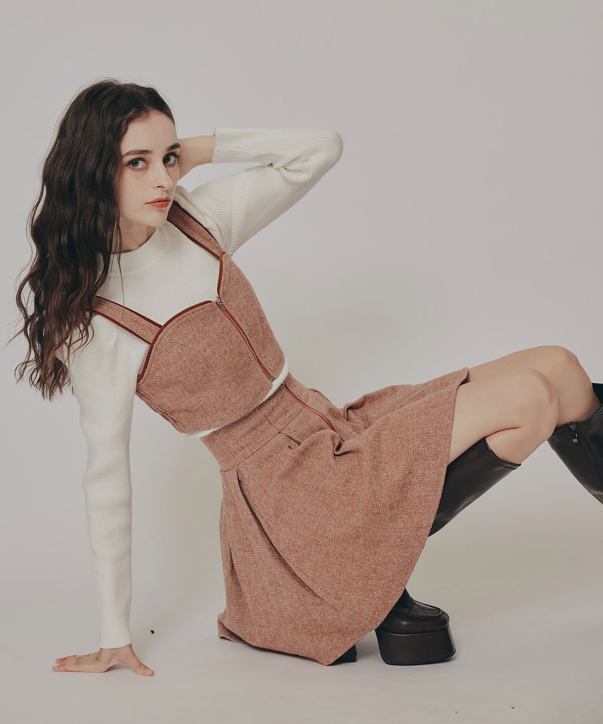 パワショルボトルネックニットトップス