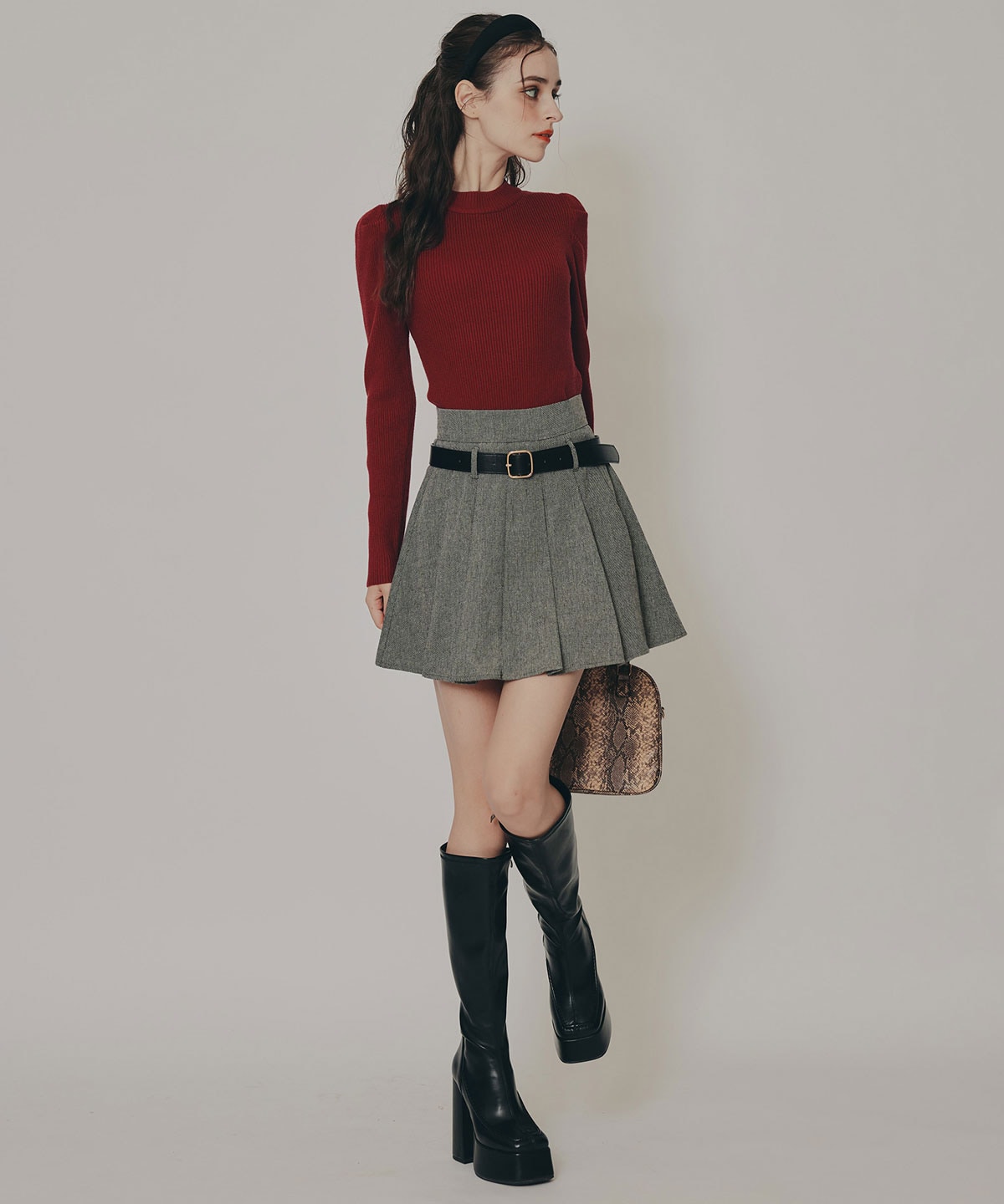 パワショルボトルネックニットトップス