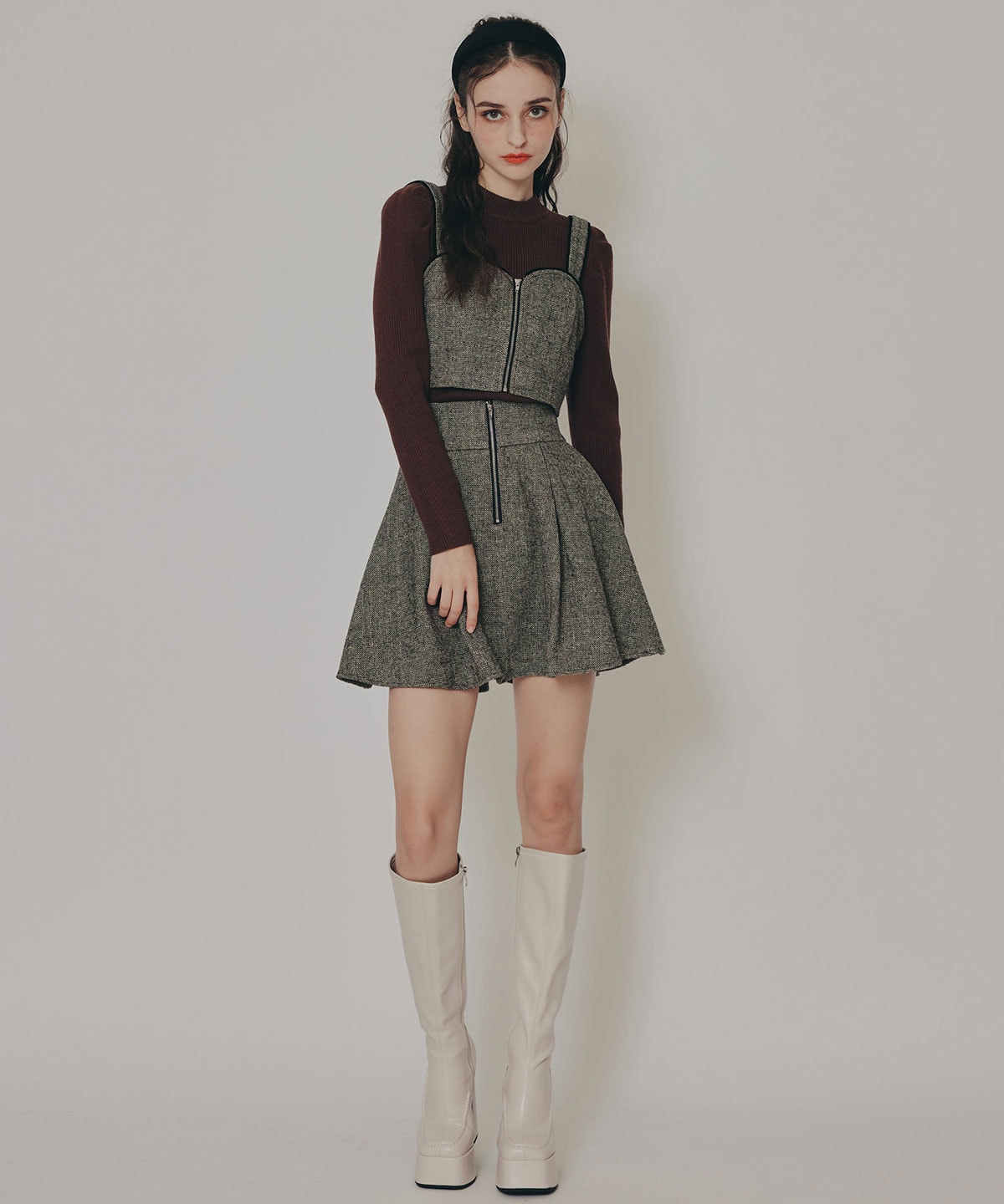 パワショルボトルネックニットトップス