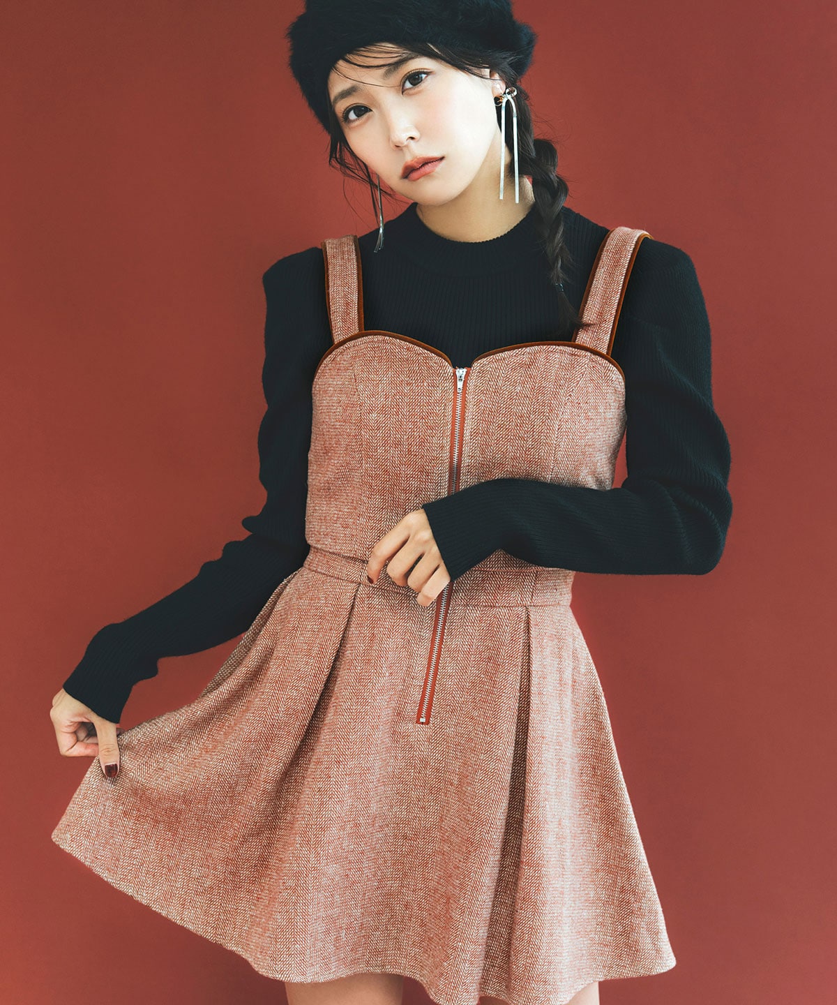 パワショルボトルネックニットトップス