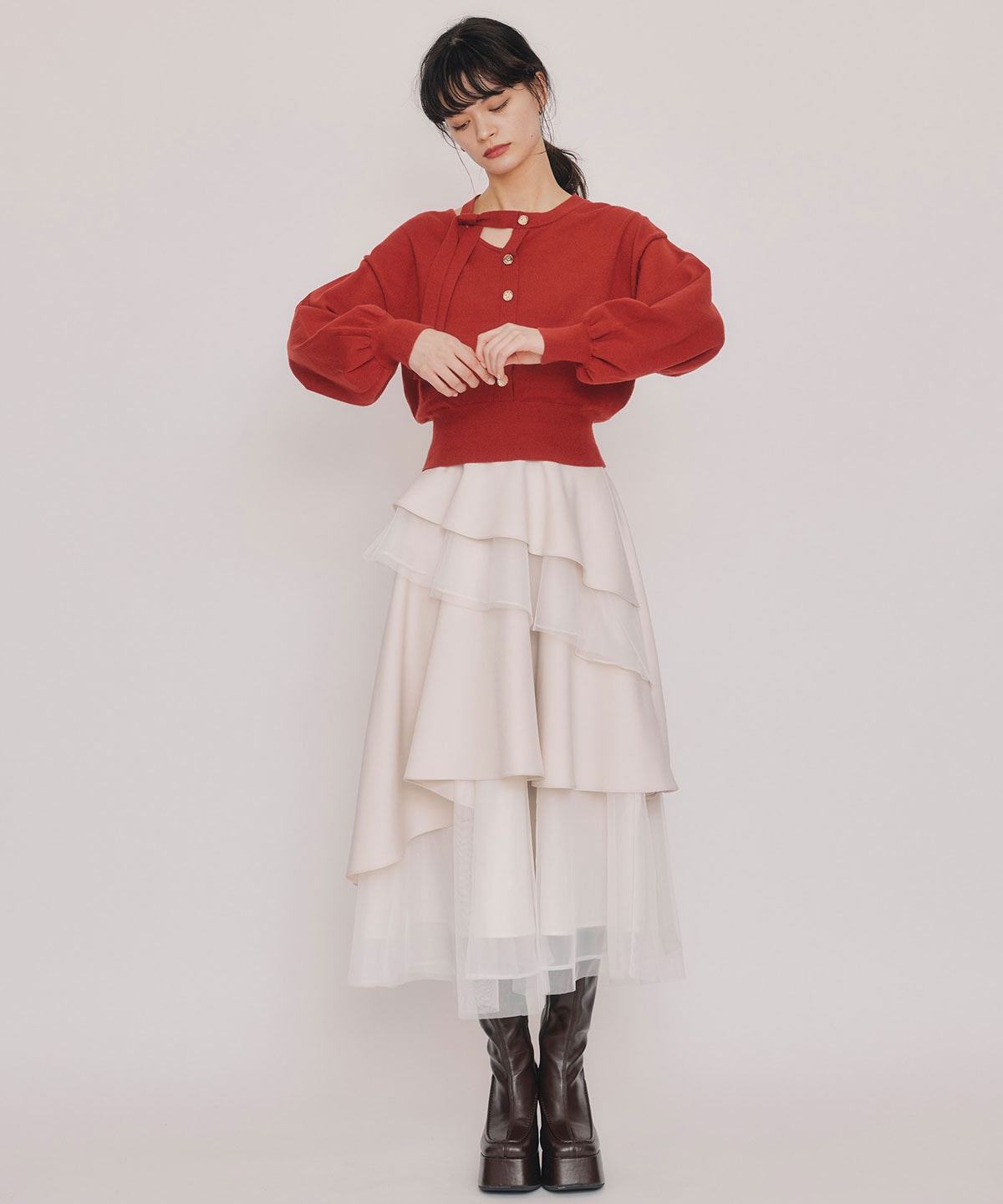 アシメカットデザインニットプルオーバー