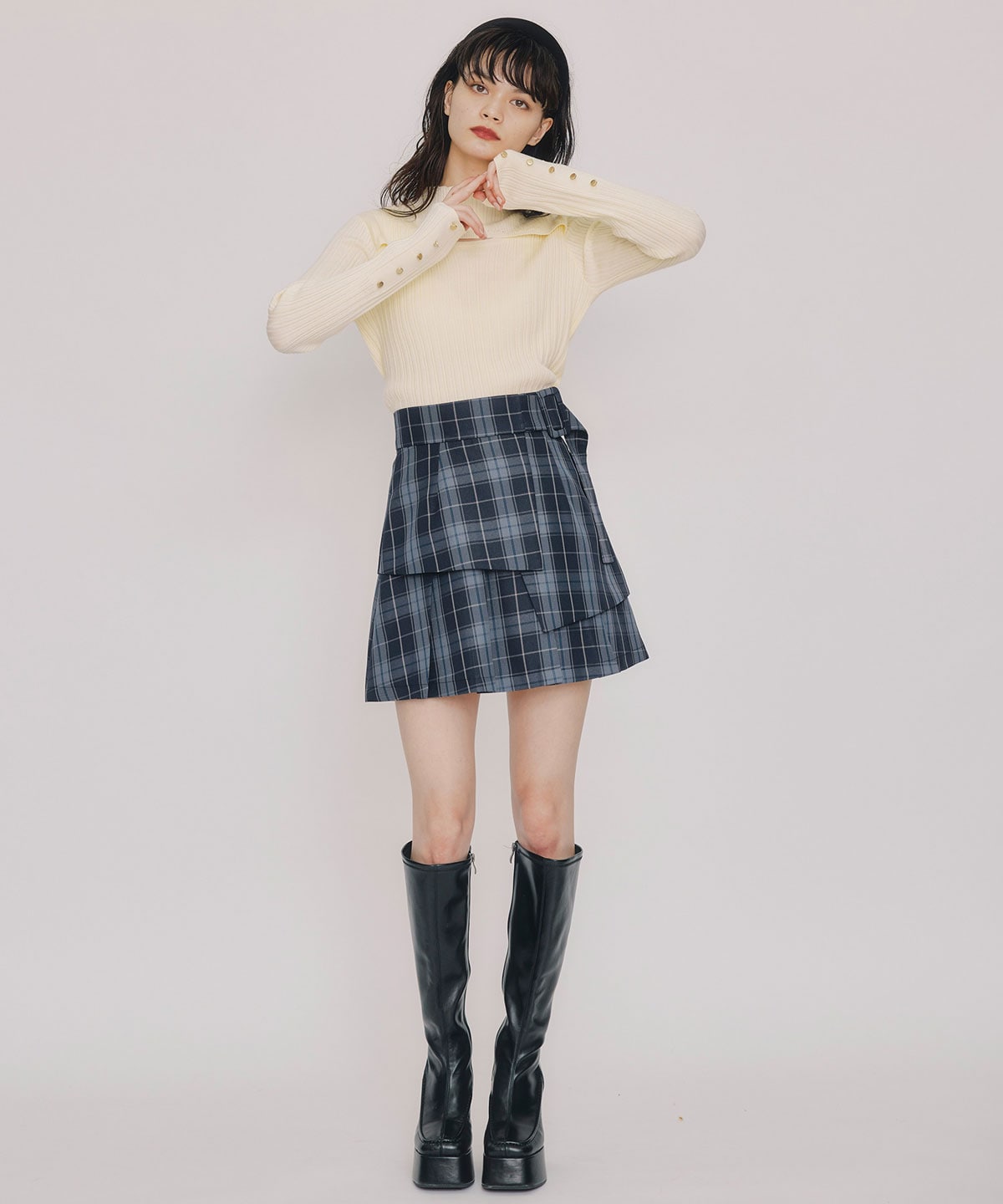 レイヤードデザインランダムリブニットプルオーバー