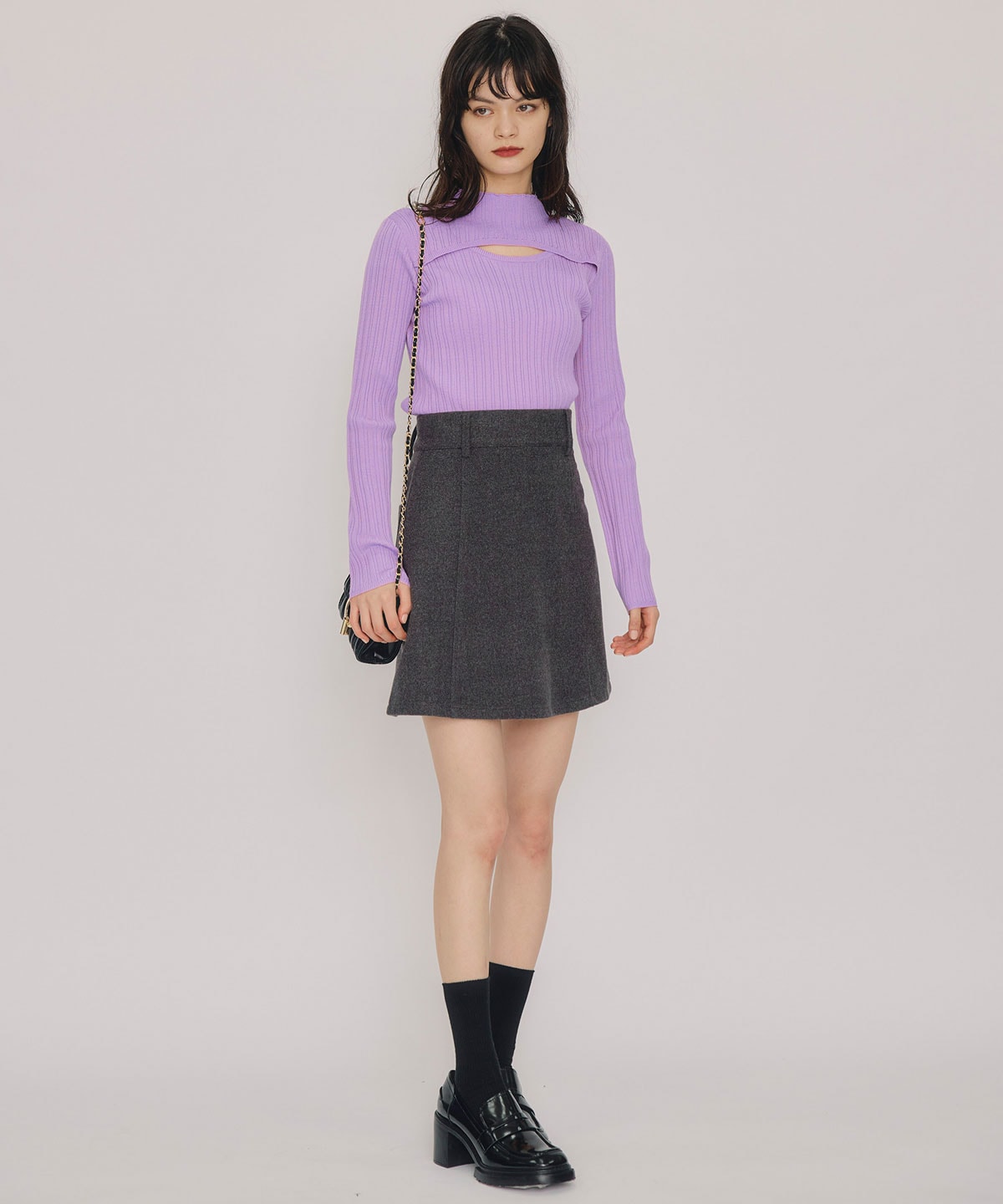 レイヤードデザインランダムリブニットプルオーバー