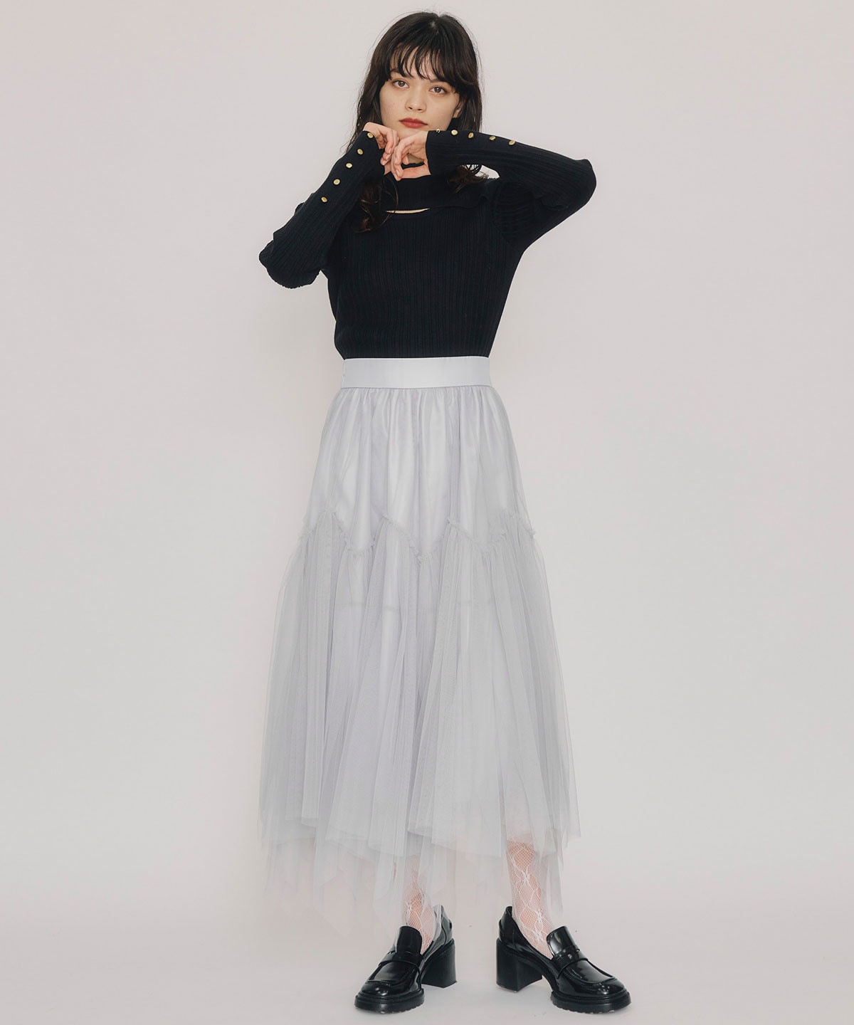 レイヤードデザインランダムリブニットプルオーバー