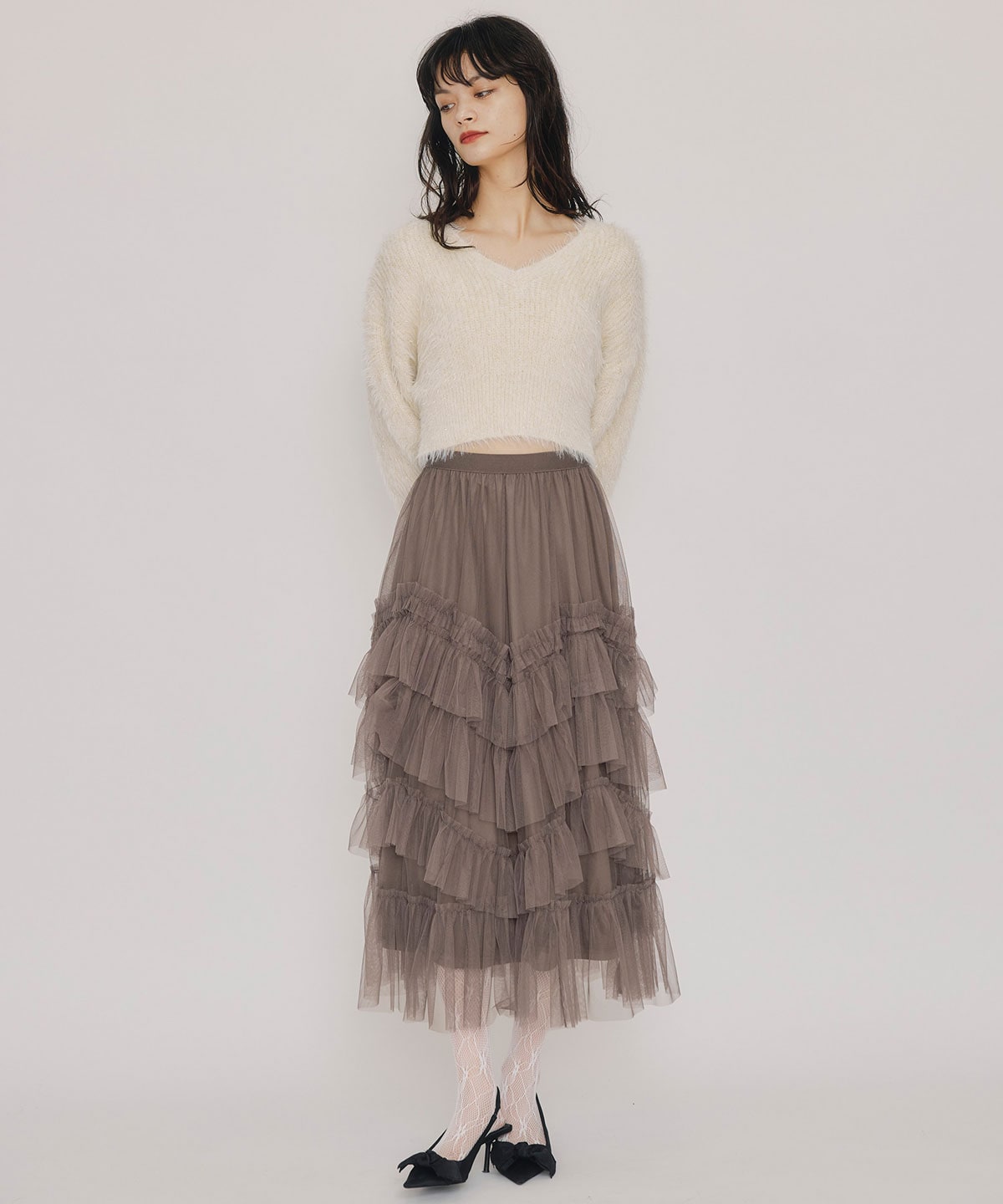 ラメシャギーニットプルオーバー