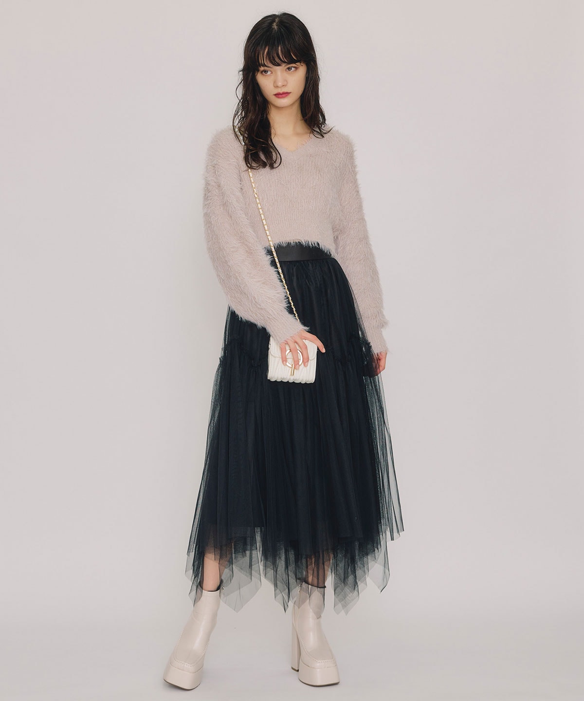 ラメシャギーニットプルオーバー