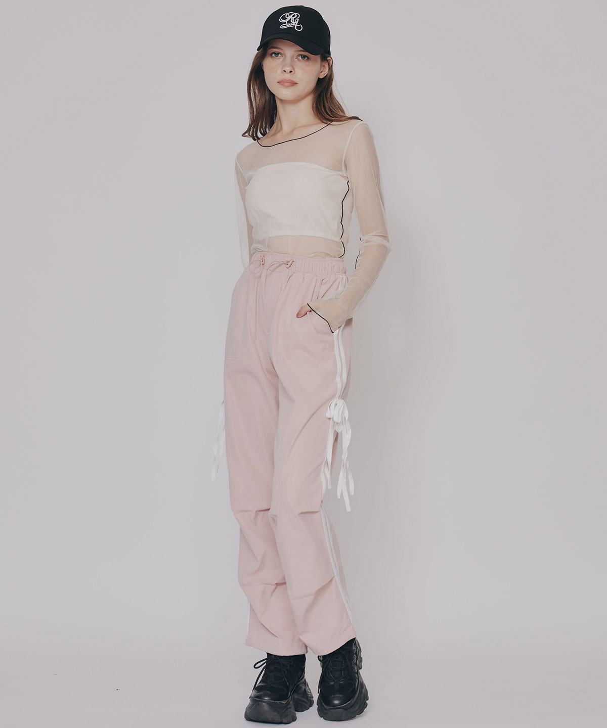 バイカラーメロウチュールトップス×ベアトップ