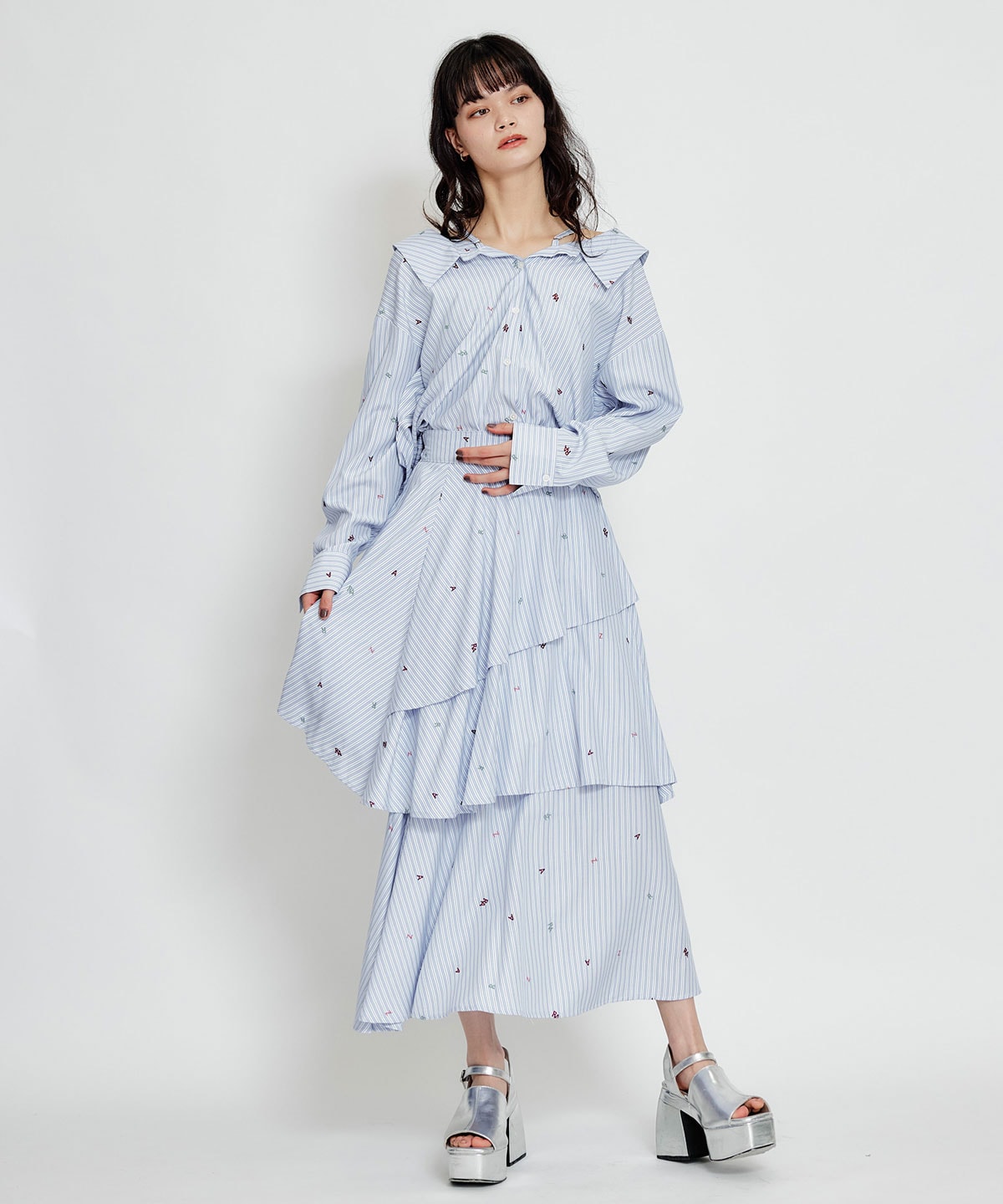 【セットアップ可能】REDYAZELアルファベットロゴ刺繍2WAYシャツブラウス