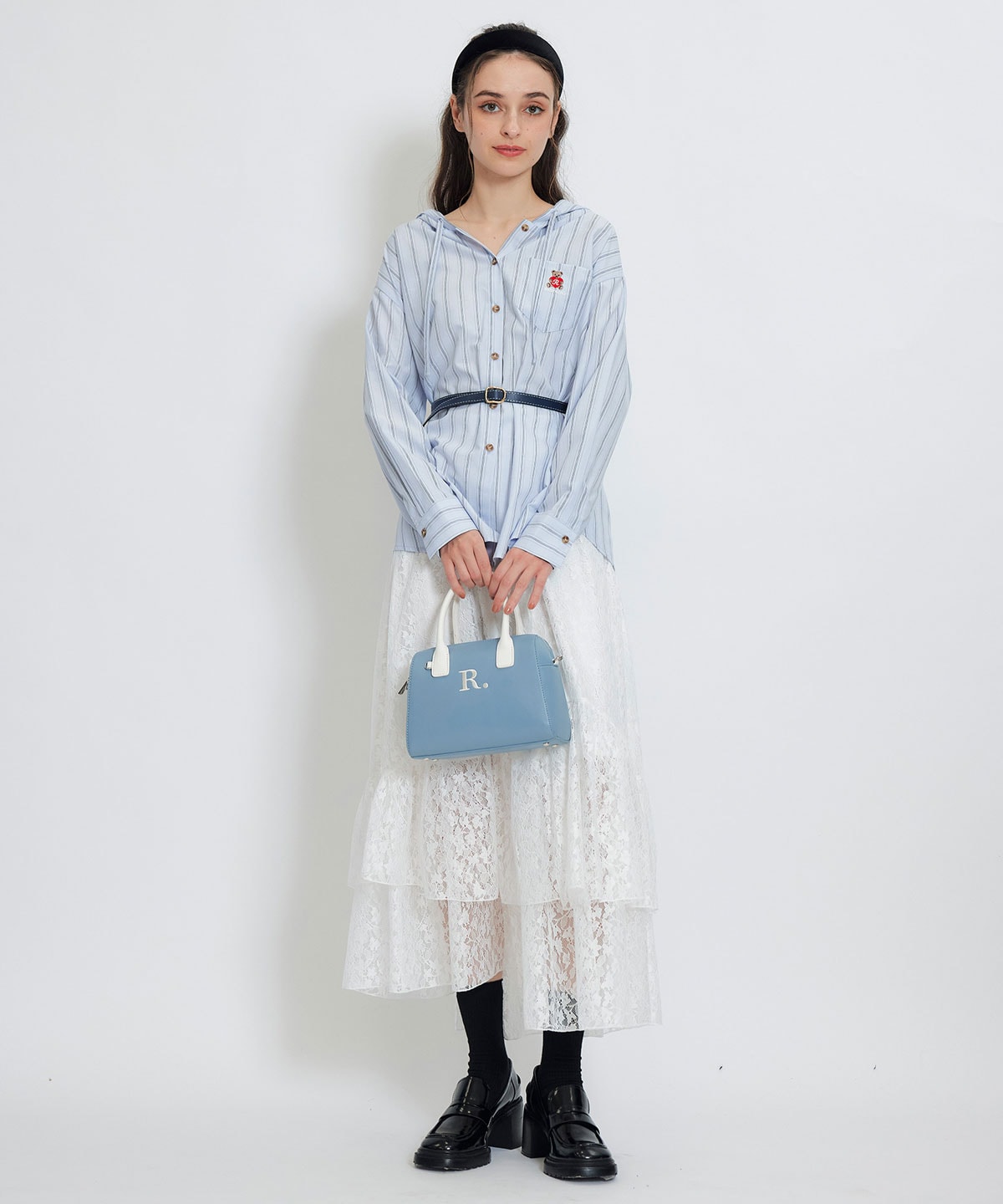 スリットレースフレアロングスカート