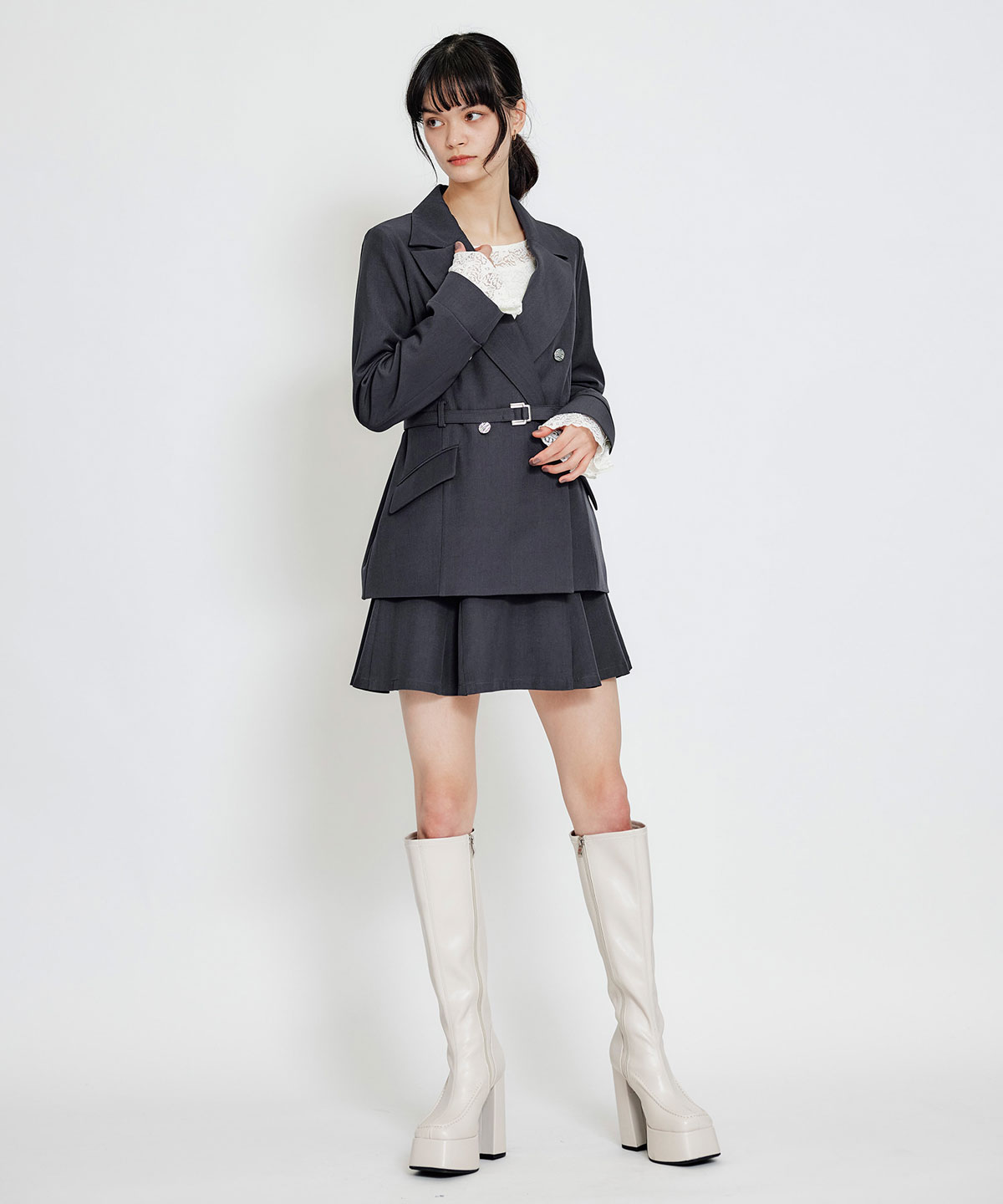 【セットアップ可能】ベルトチューリップミニスカート