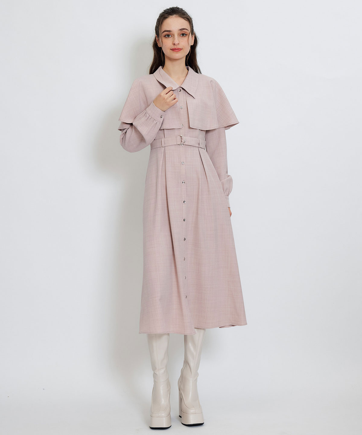 ケープライクロングフレアワンピース