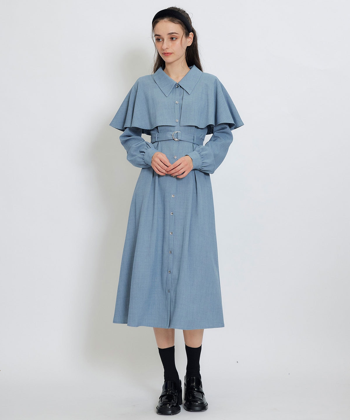 ケープライクロングフレアワンピース