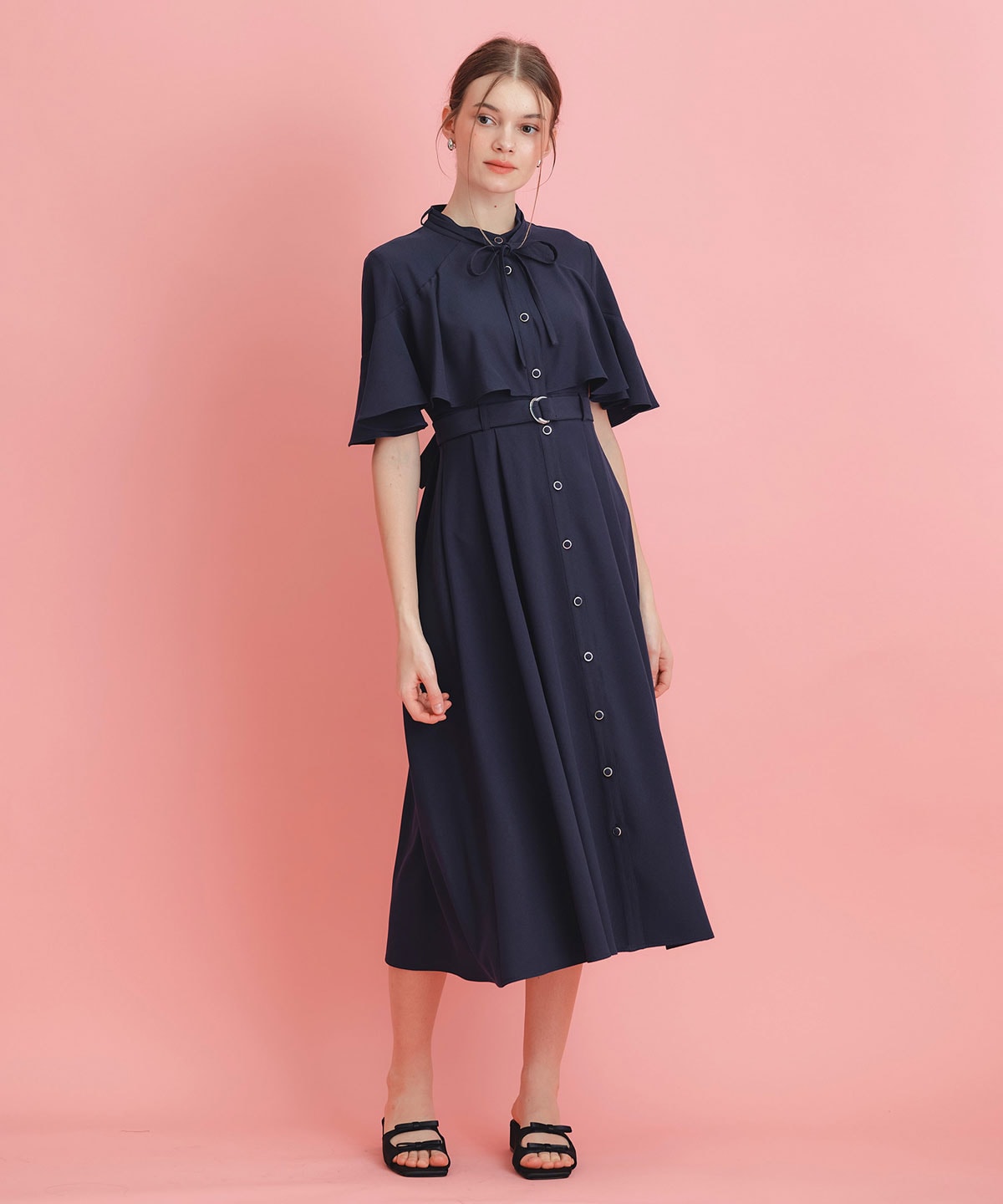 ケープフレアロングワンピース