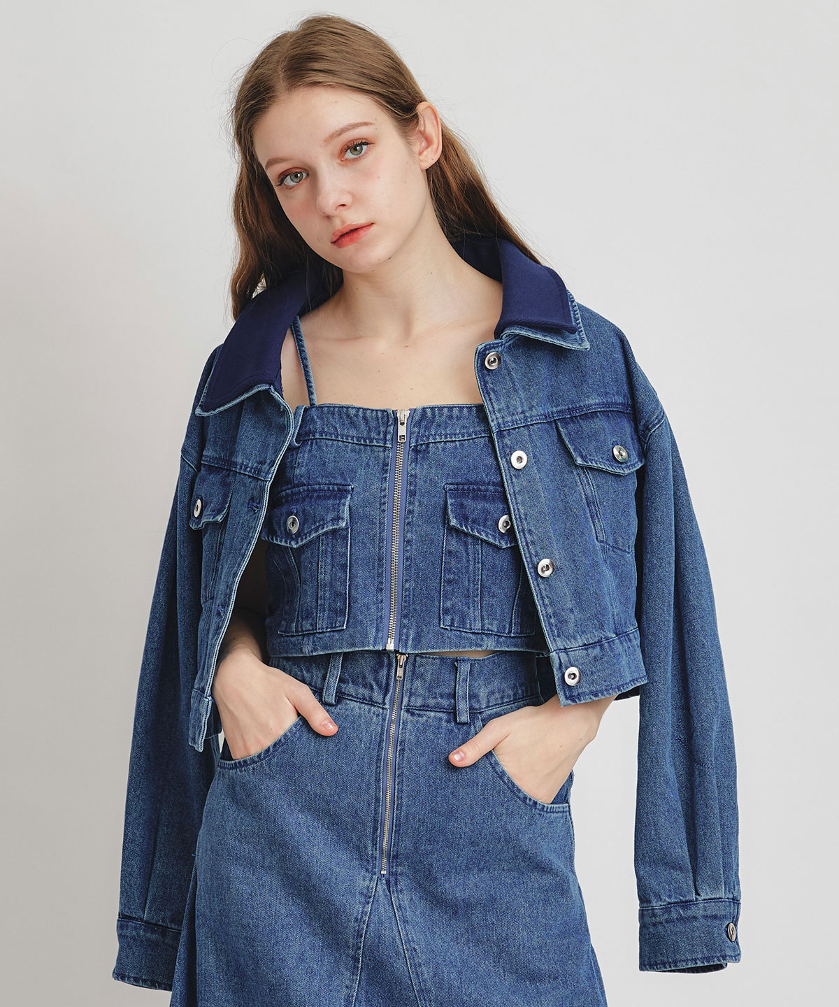 【Denim Series】ダブルカラーデニムジャケット