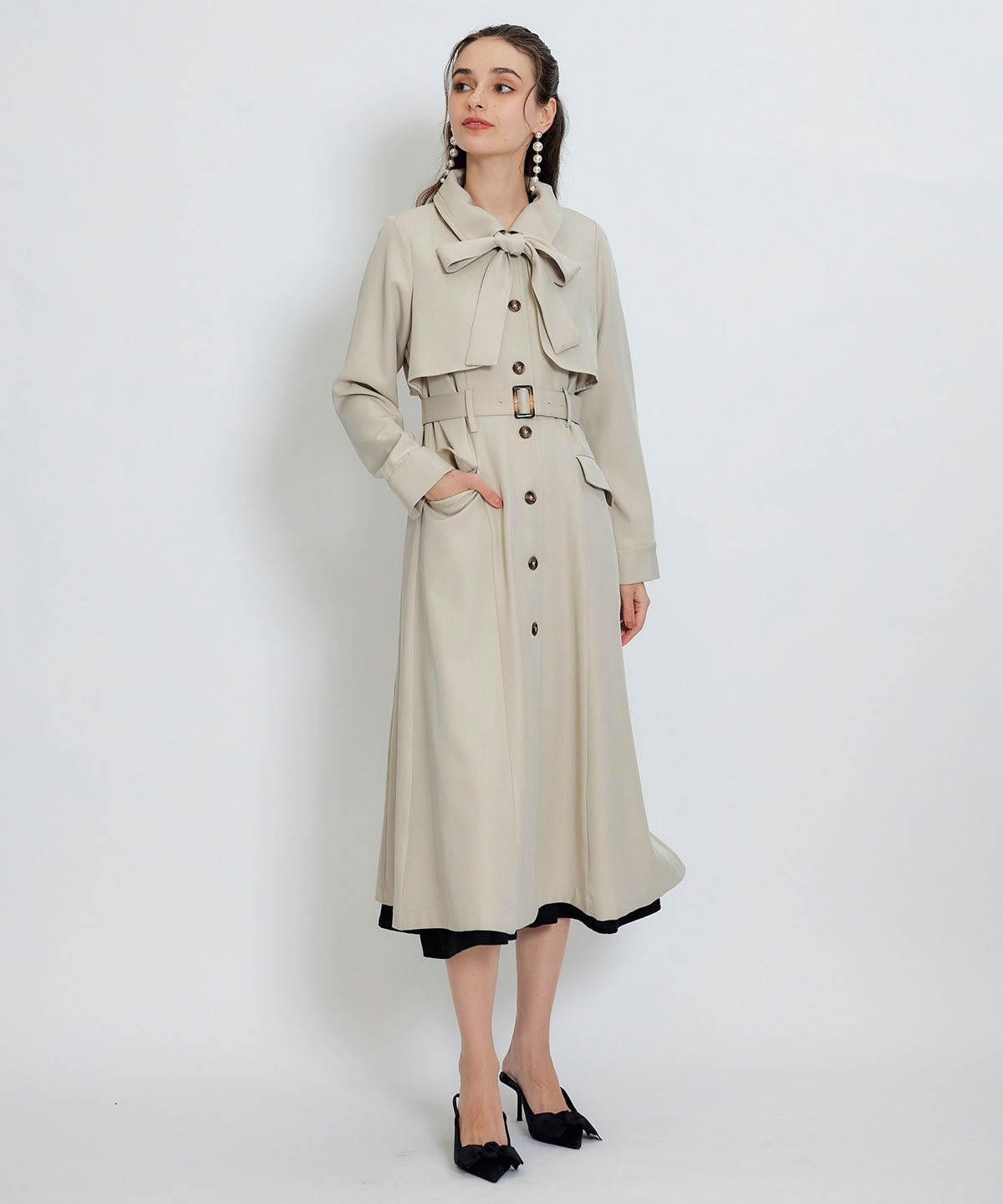 2WAYレイヤードライクリボントレンチコート