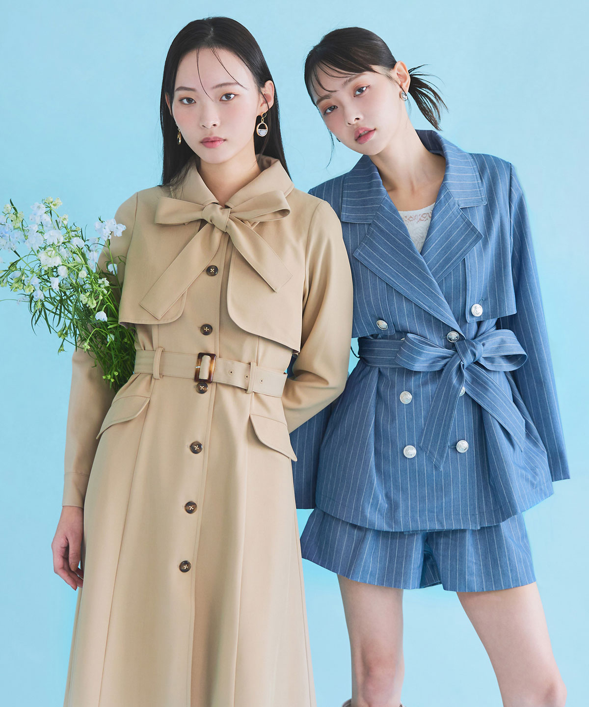 2WAYレイヤードライクリボントレンチコート