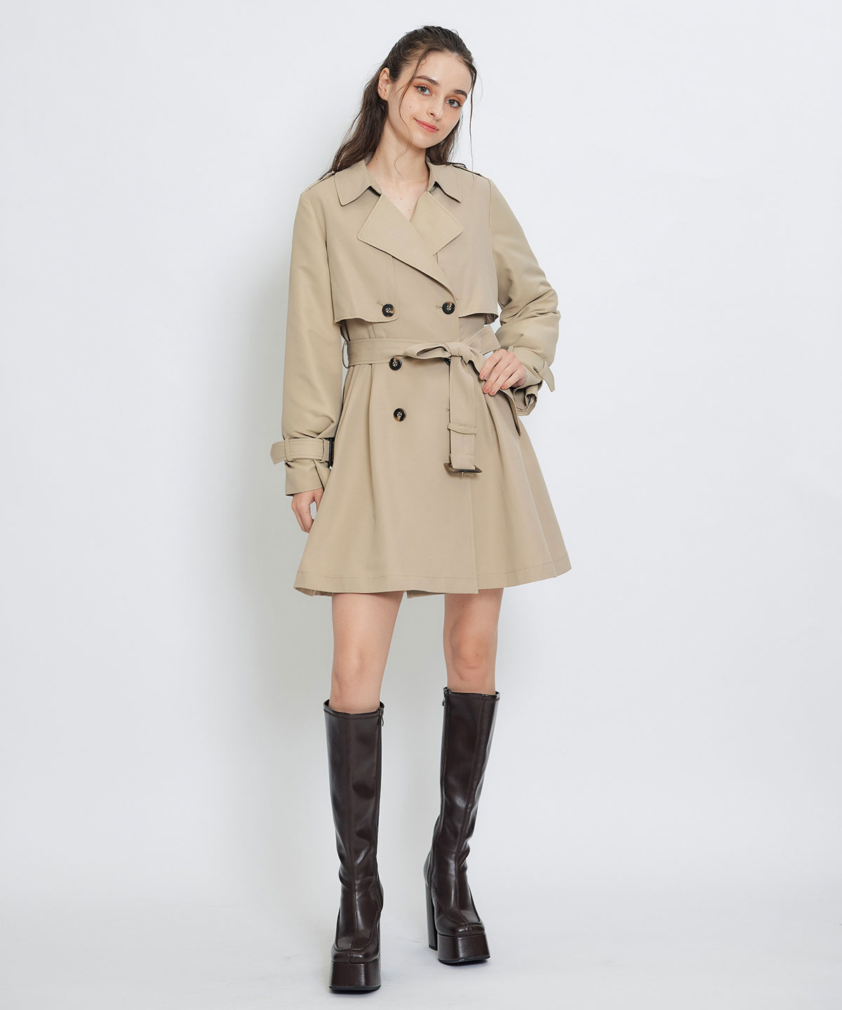 ウエストベルトショートトレンチコート
