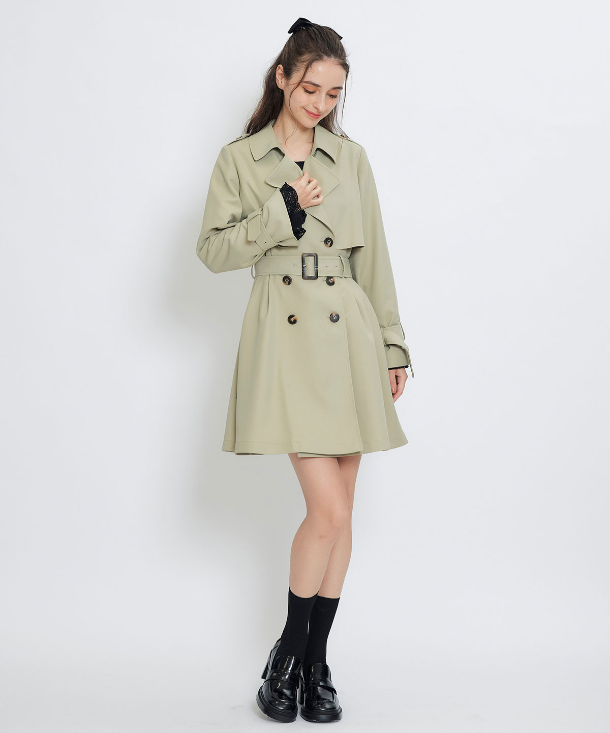 ウエストベルトショートトレンチコート