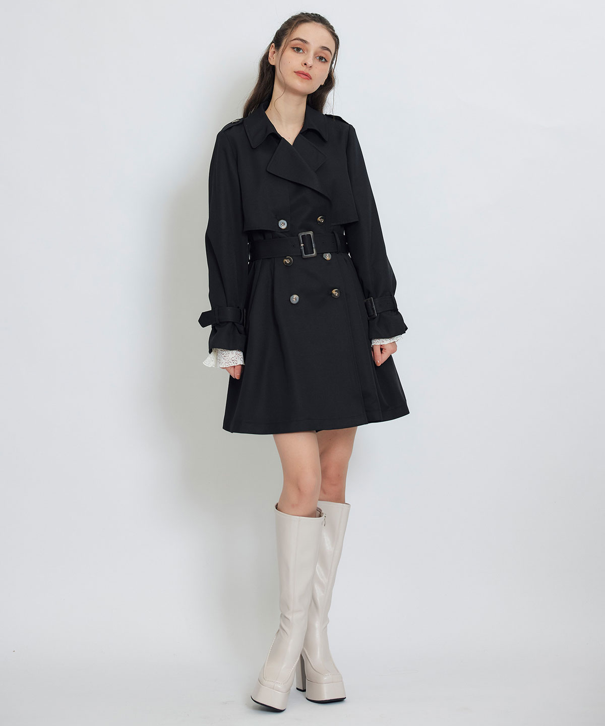 ウエストベルトショートトレンチコート