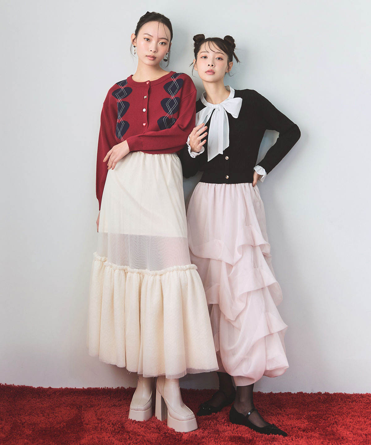 Love Me Heart アーガイルニットカーディガン