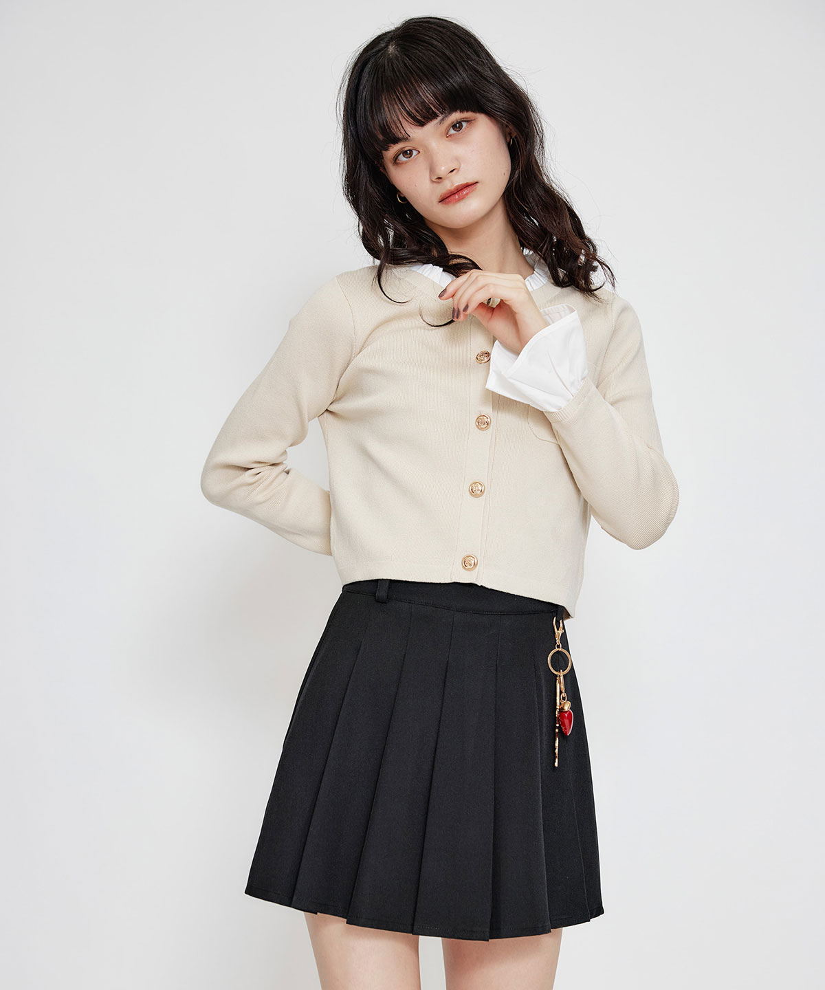 Rフリルレイヤードニットカーディガン