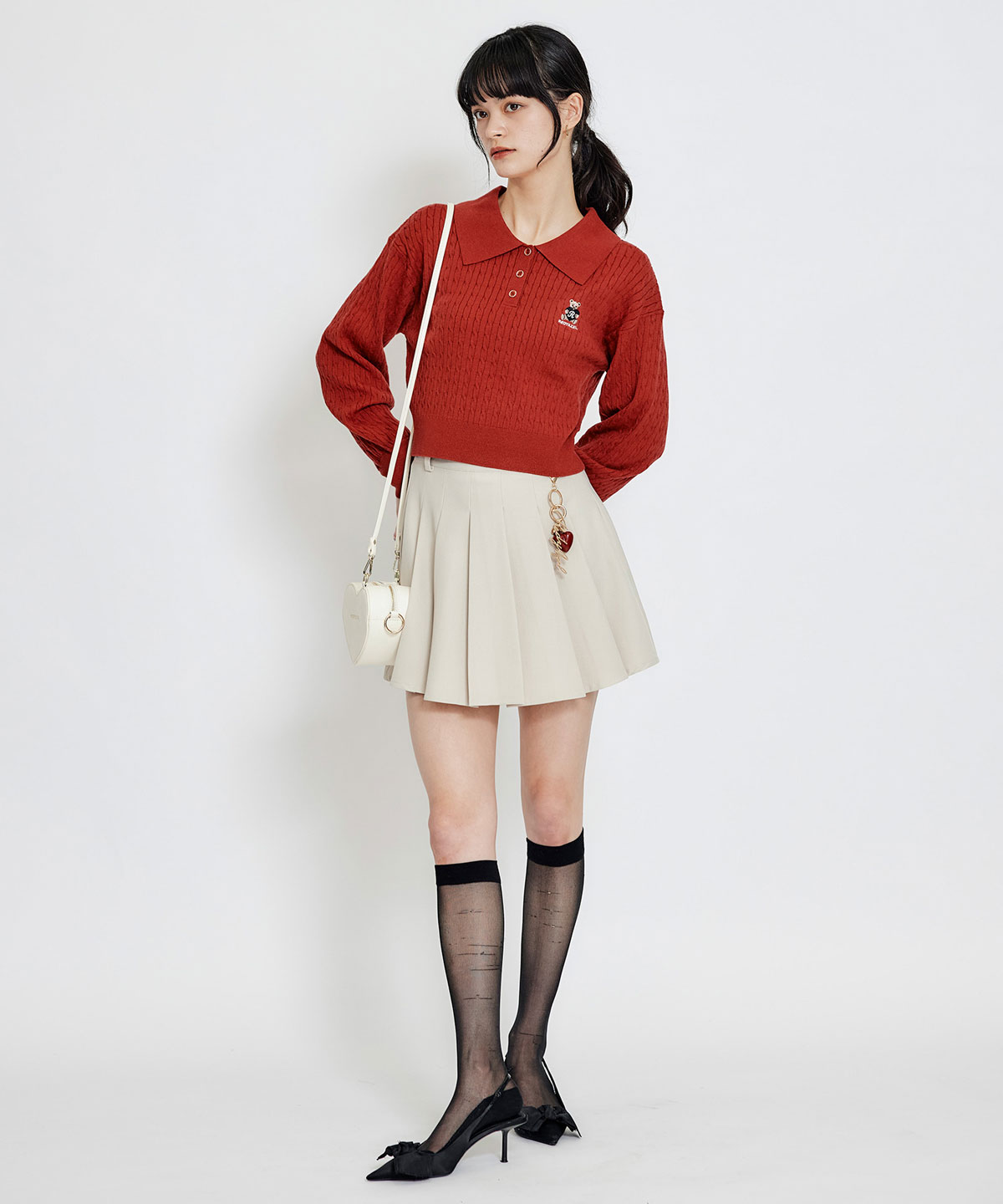 【2/13(金) 昼12時発売開始】Azelyハートミニケーブルポロニット