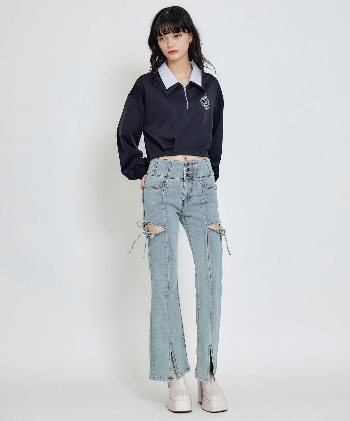 エンブレムダブルカラーカットプルオーバー