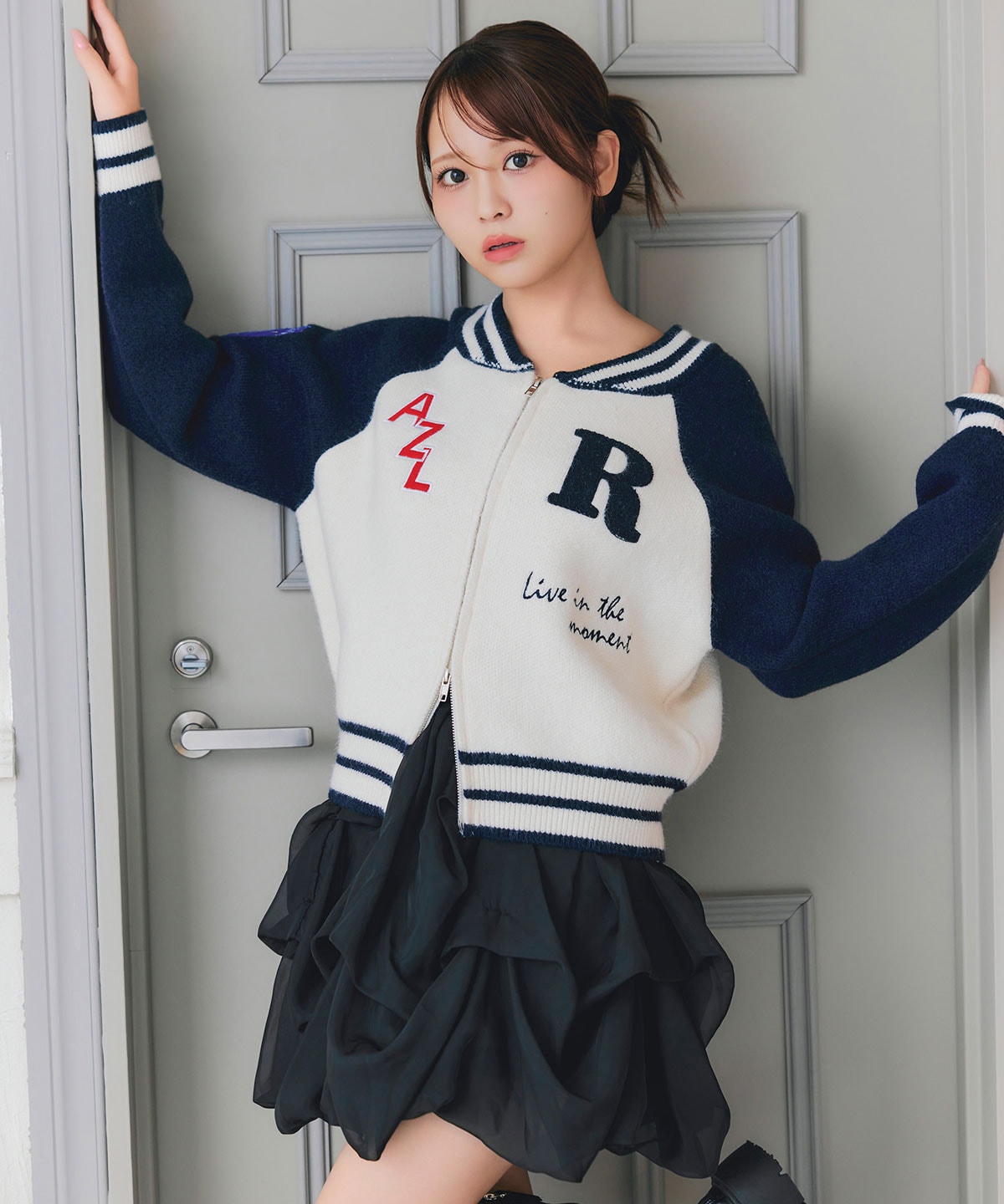 【=LOVE 大場花菜さん着用】ボリュームタックシフォンミニスカート