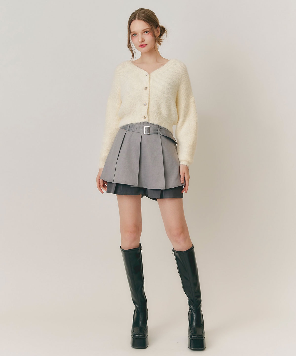 レイヤードプリーツキュロットスカート
