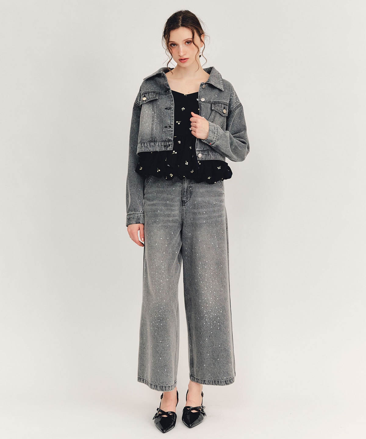 【Sparkle Denim Series】スパークルワイドデニムパンツ