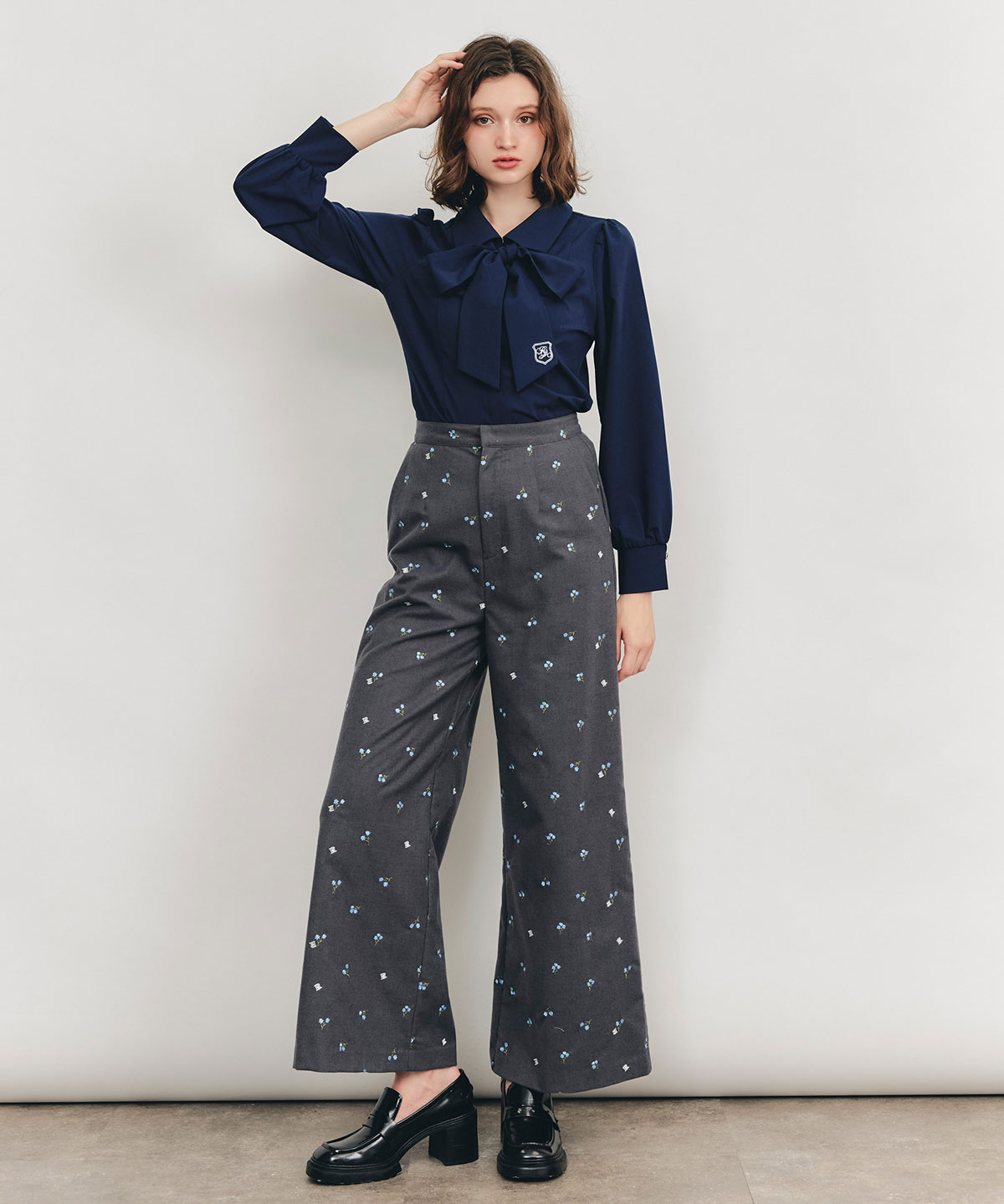 【Fleur monogram Series】フルールモノグラムエンブロイダリーワイドパンツ