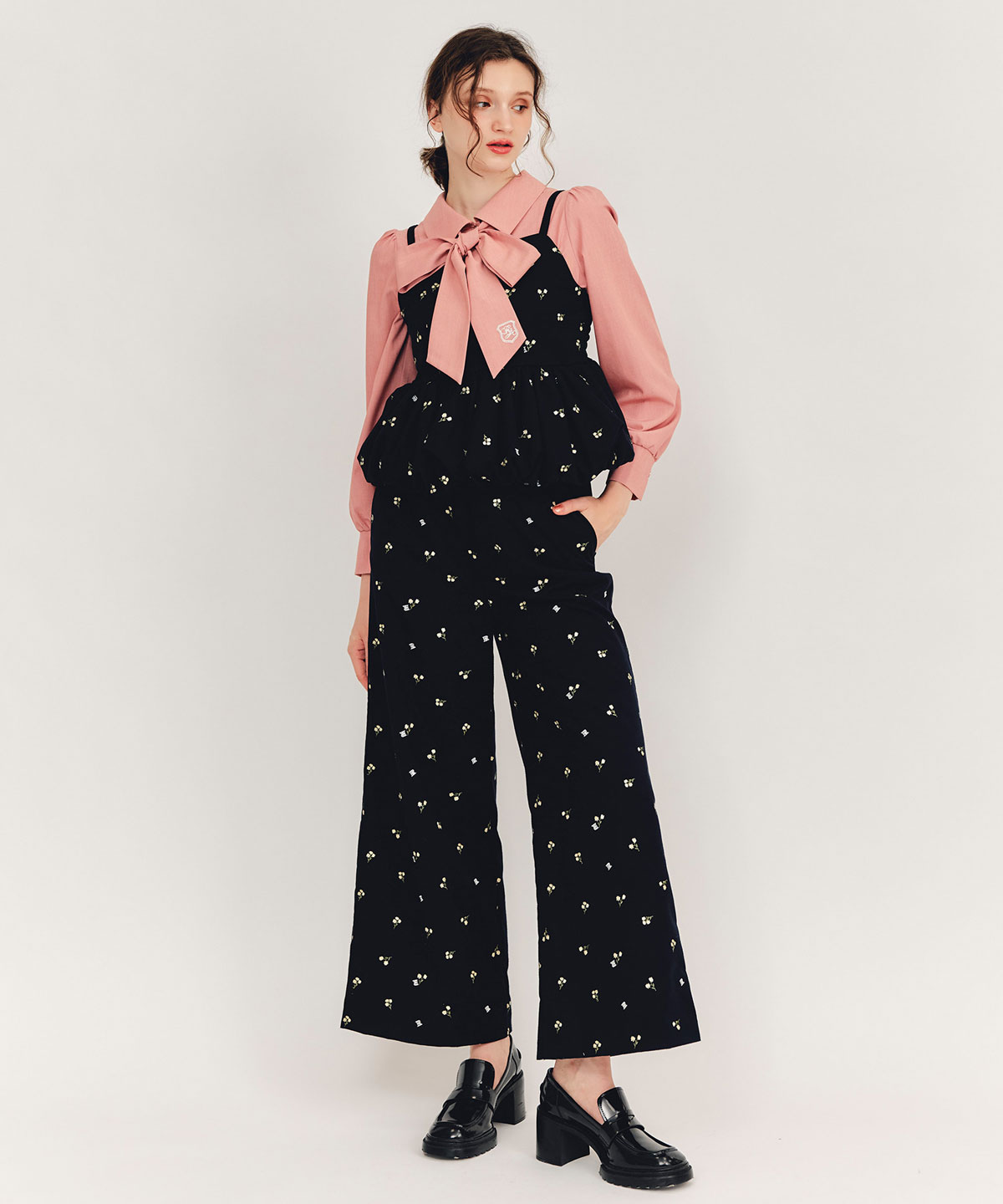【Fleur monogram Series】フルールモノグラムエンブロイダリーワイドパンツ