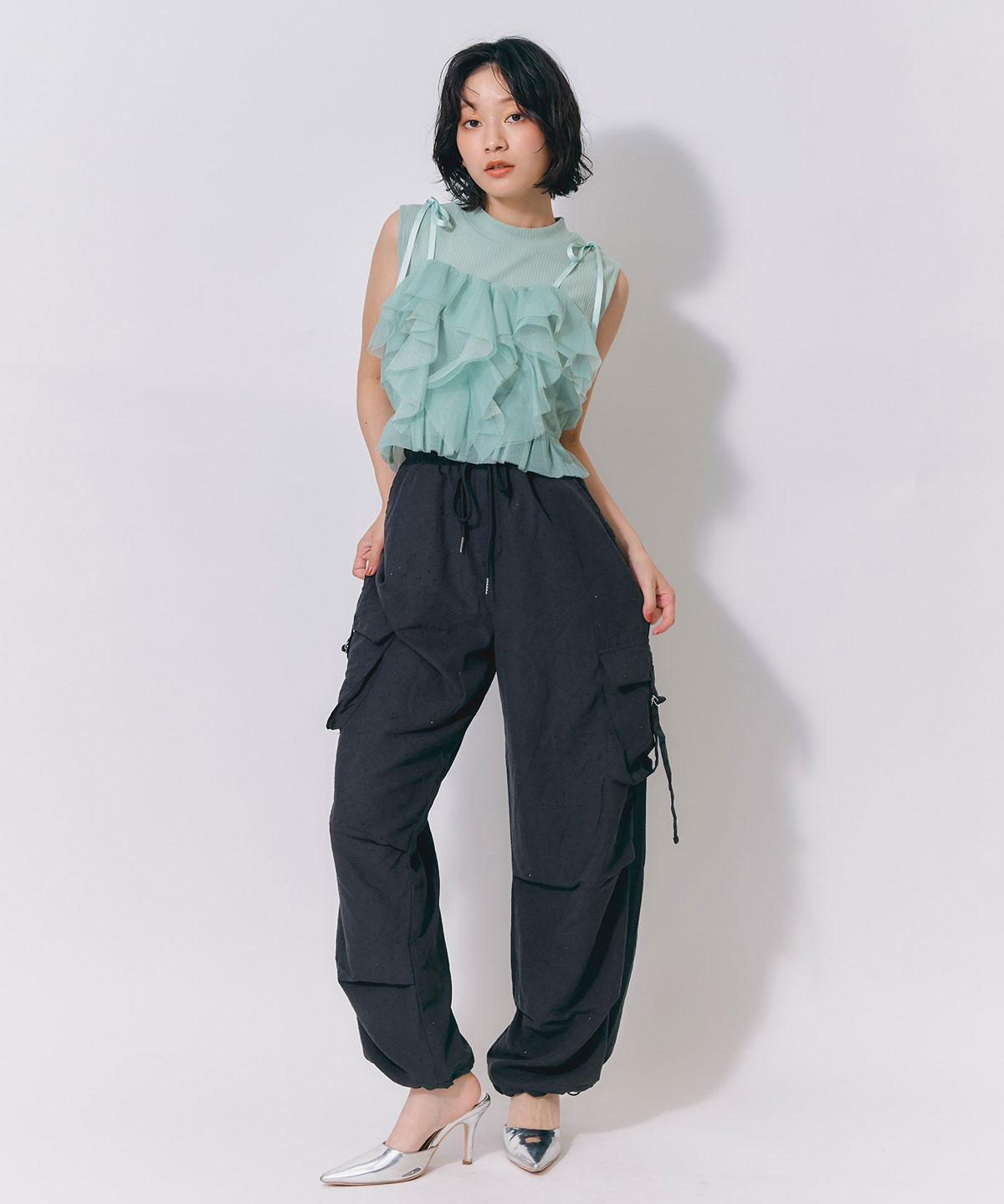 ラインストーンホットフィットカーゴパンツ