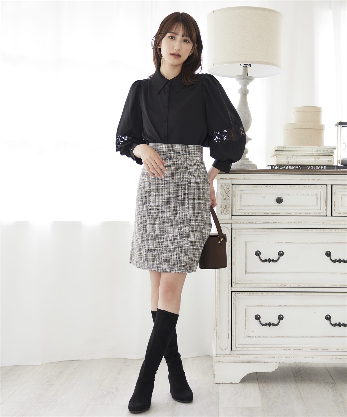 ツイード台形ミニスカート S ベージュ Swingle 公式オンラインショップ バーンデストローズ