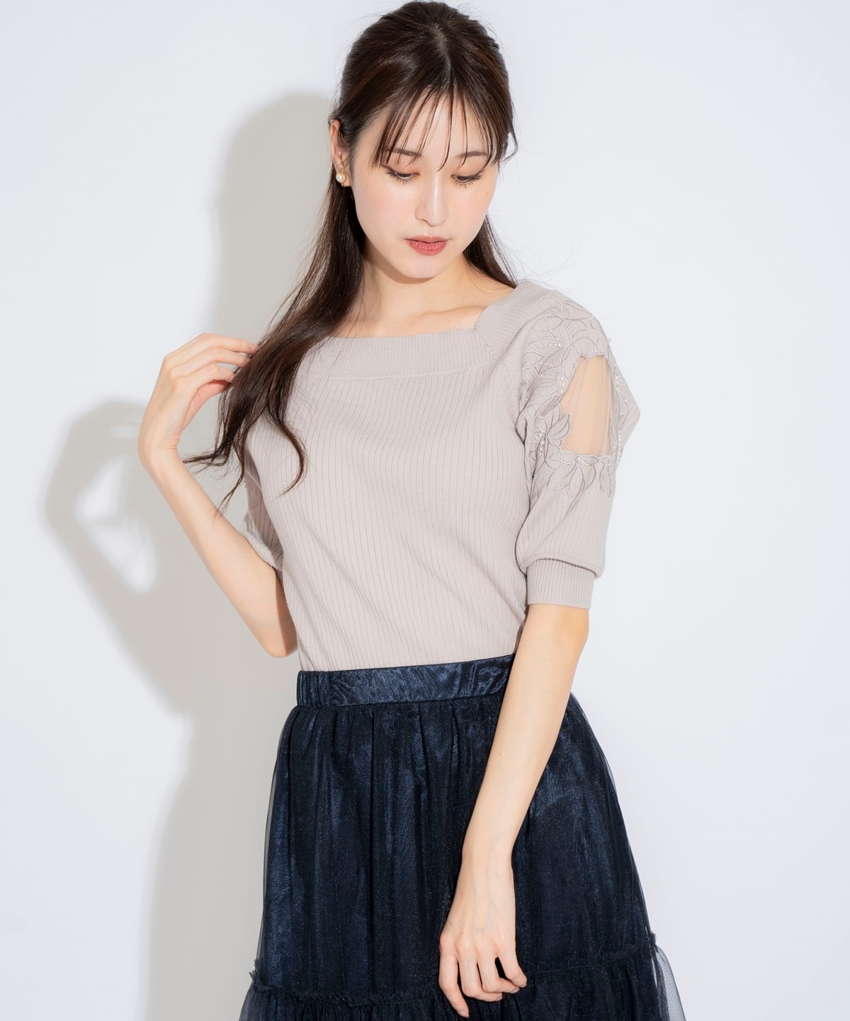 ブライトチュールレイヤードスカート