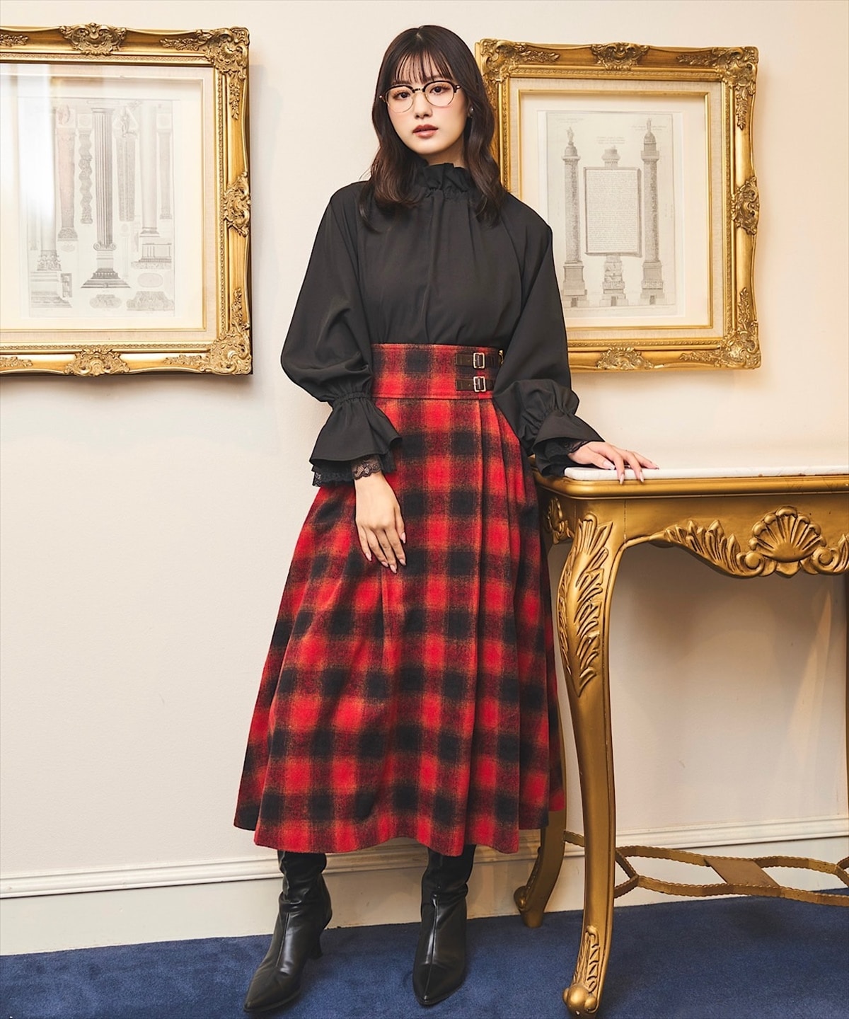 【鶴嶋乃愛コラボ】フリルハイネック2WAYリボンブラウス