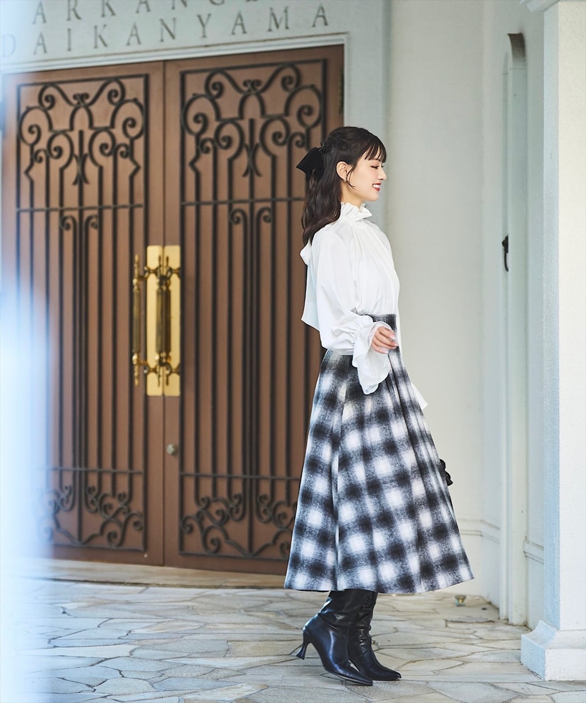 【鶴嶋乃愛コラボ】起毛グラデーションチェックスカート