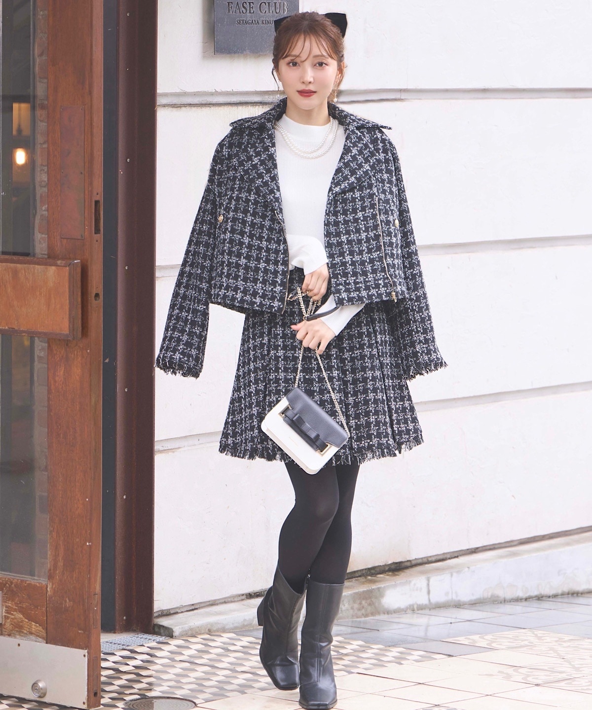 千鳥MIXツイードブルゾン