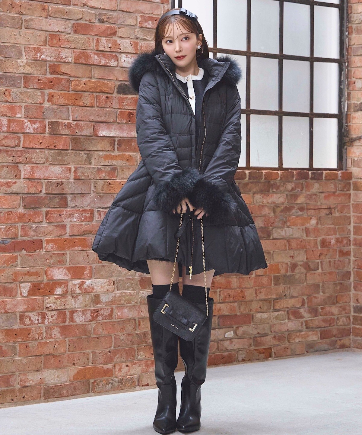 FOXファー付ドレスダウンコート