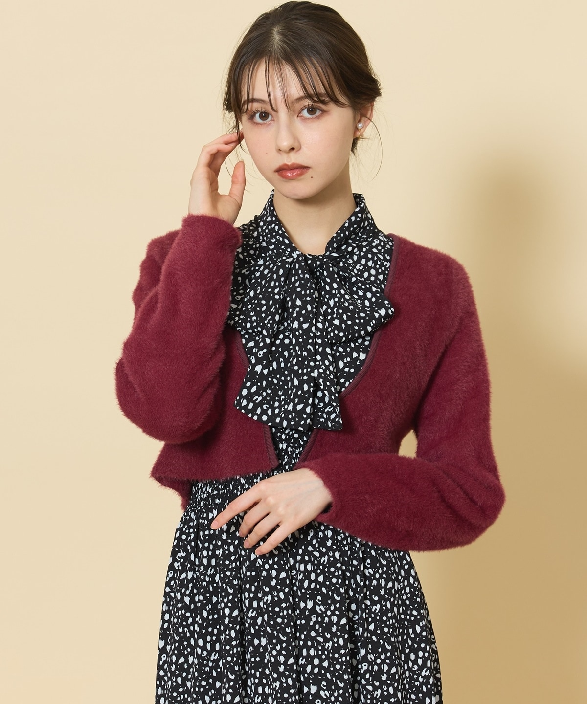 ふわふわシャギーボレロカーディガン