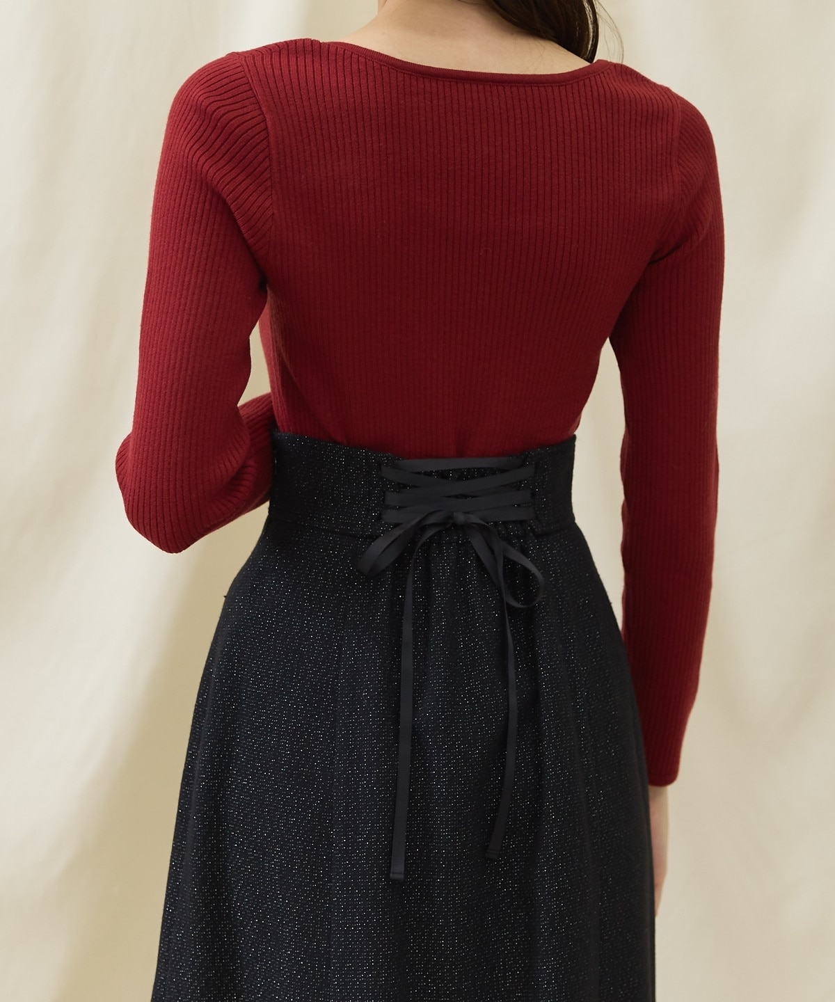 デコルテビスチェリブニットプルオーバー