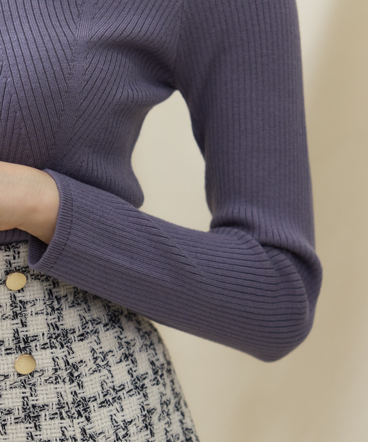 デコルテビスチェリブニットプルオーバー