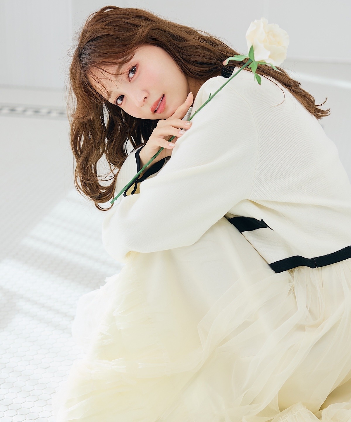 フリル切替チュールエアリースカート