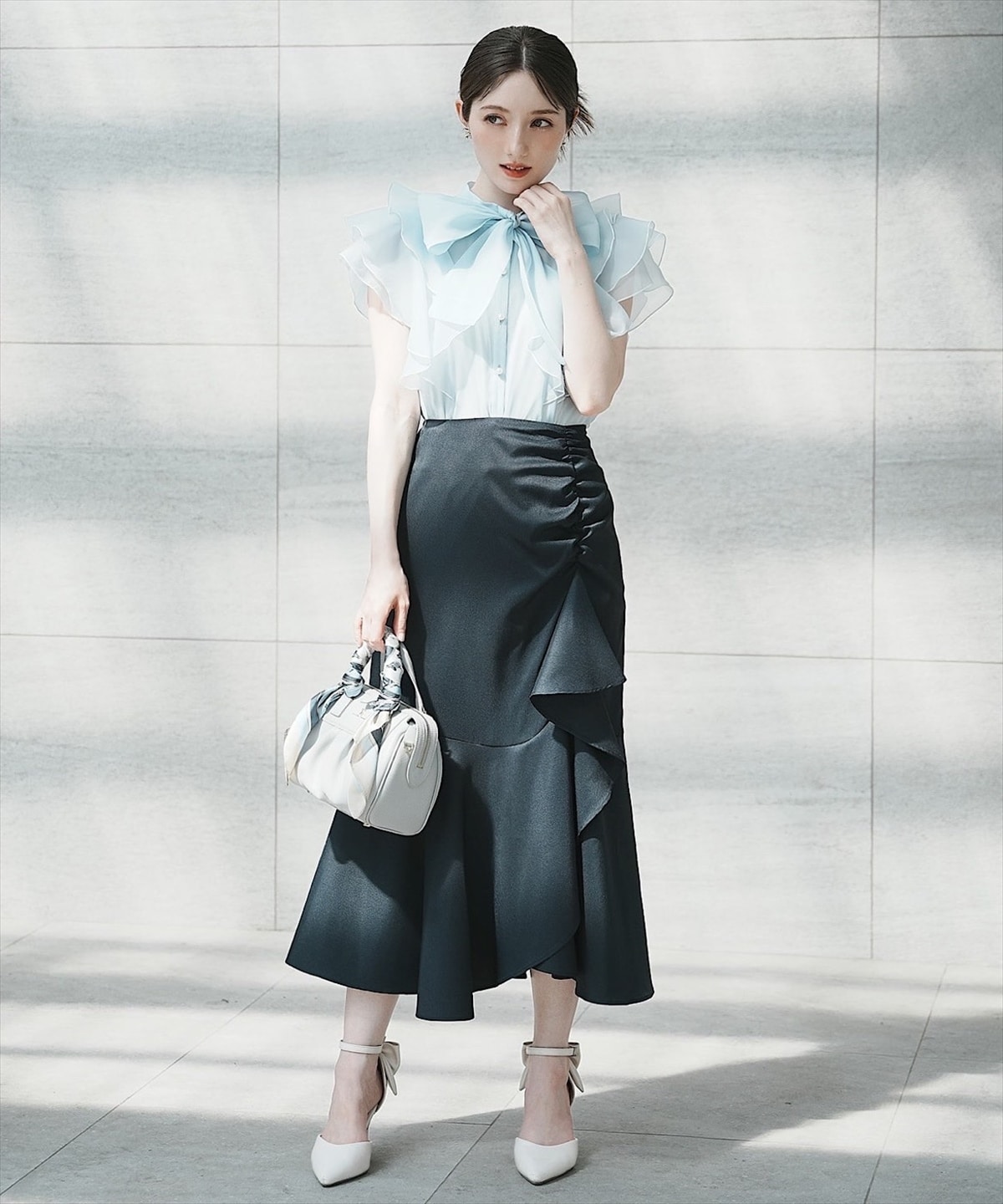 シャーリングフリルマーメイドスカート